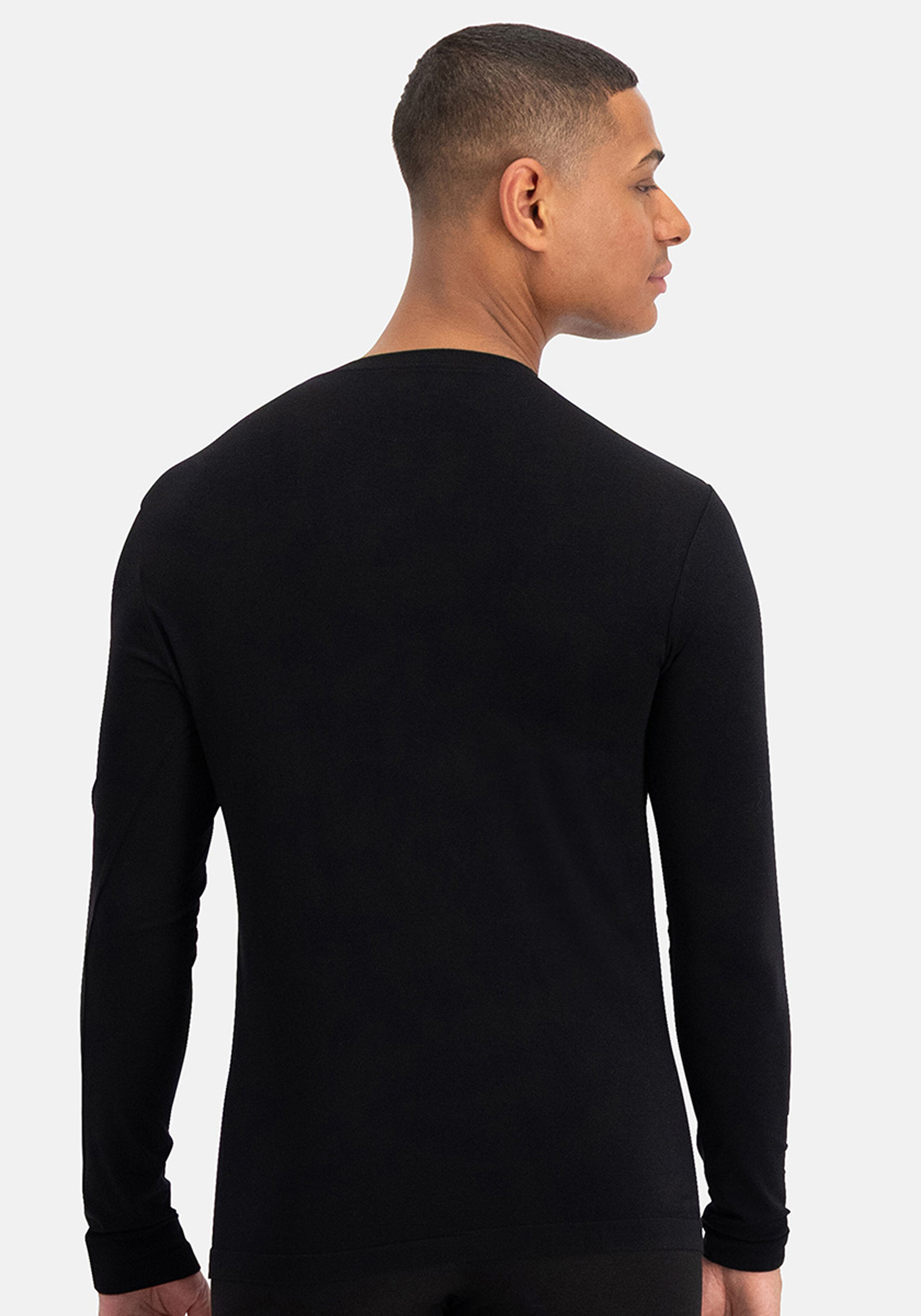 Bamboo Basics Tyson round neck longsleeve, heren thermo T-shirt, zwart