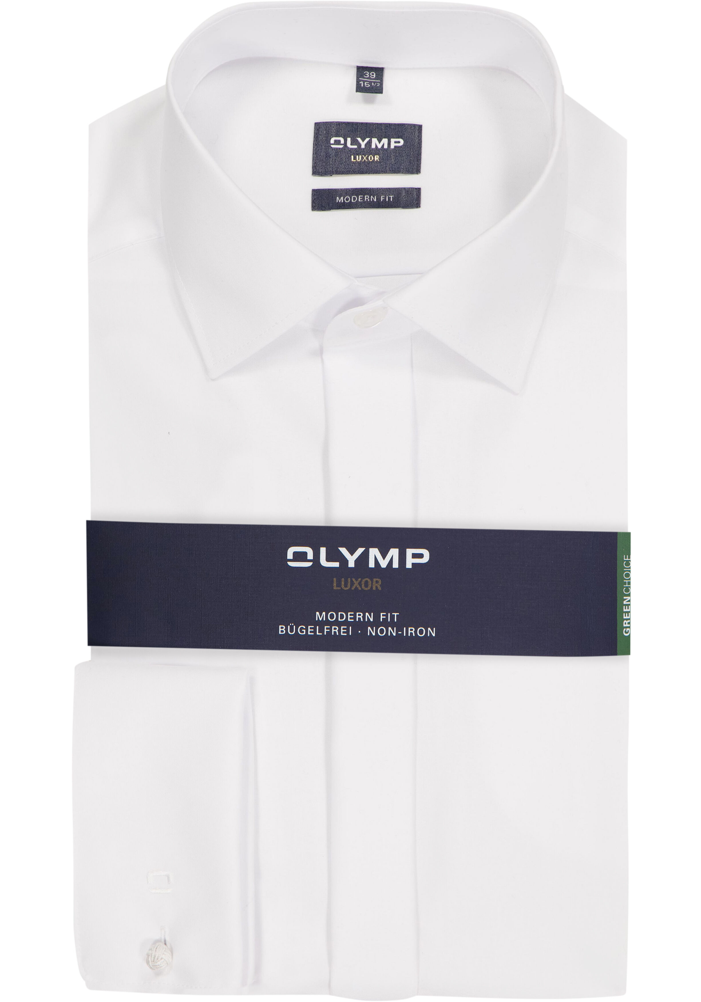 OLYMP Luxor modern fit overhemd, smoking overhemd, wit, gladde stof met Kent kraag