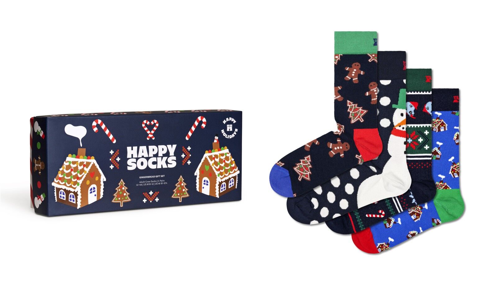 Happy Socks Gingerbread House Socks Gift Set (4-pack), unisex sokken in cadeauverpakking