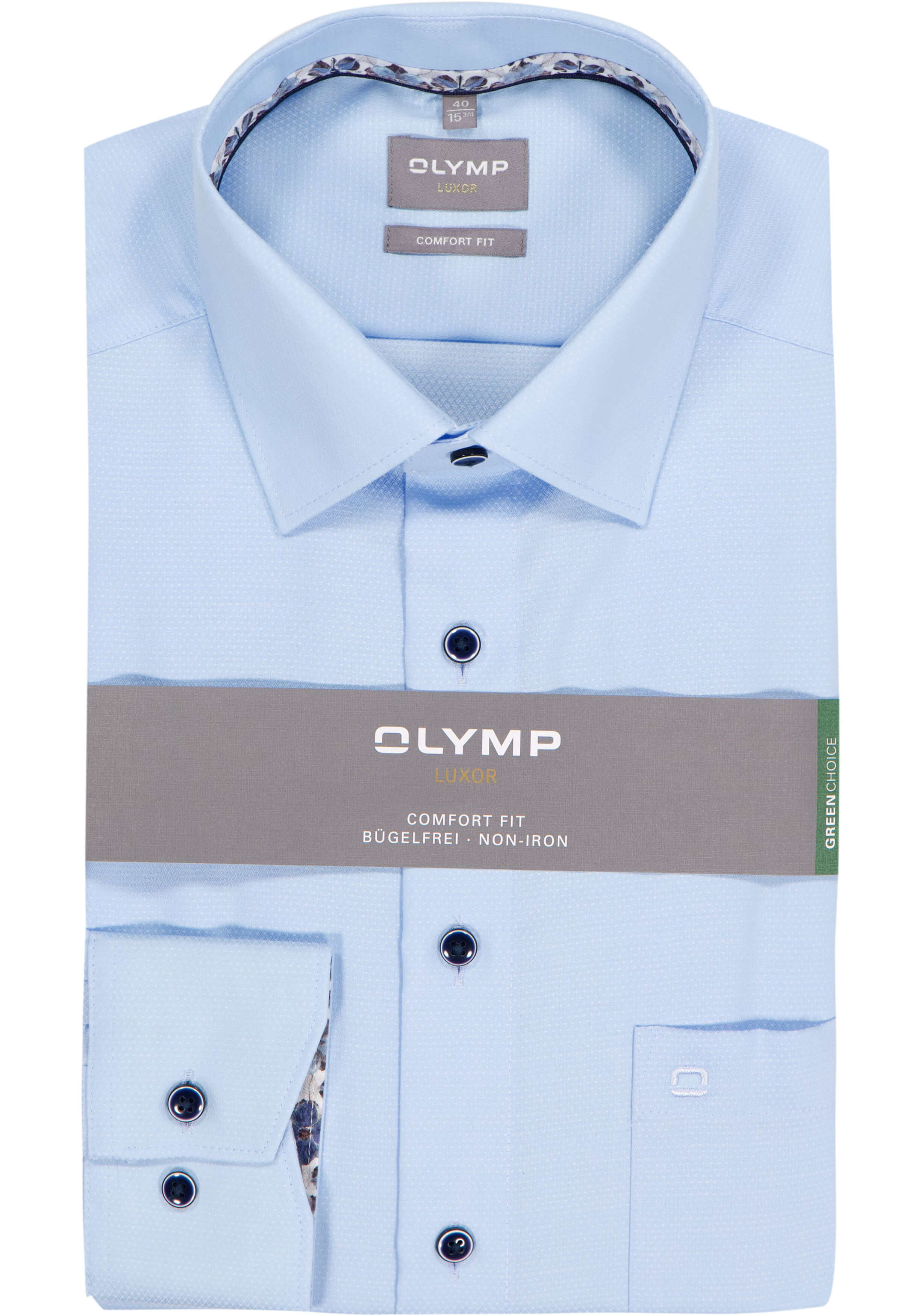 OLYMP Luxor comfort fit overhemd, structuur, lichtblauw