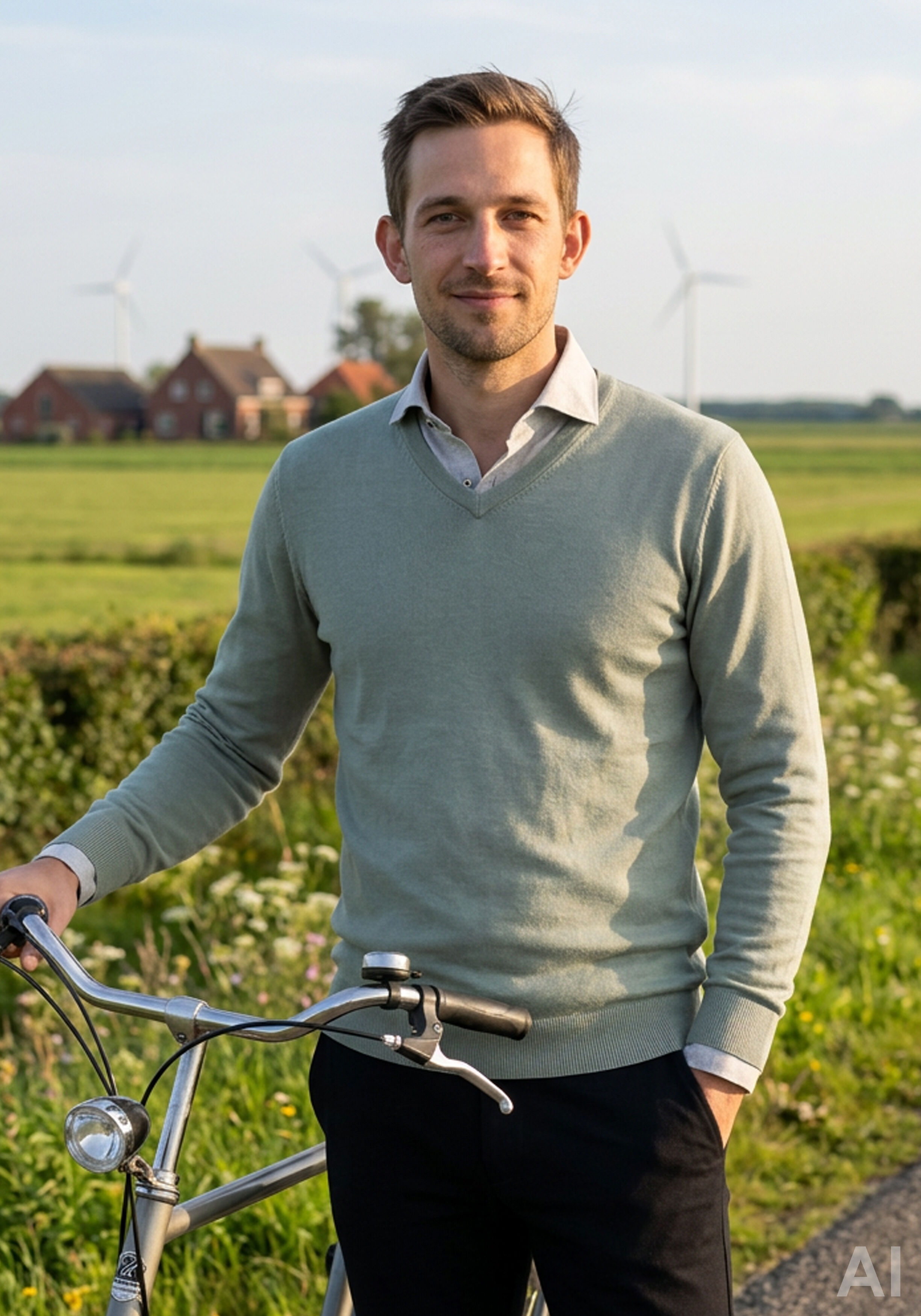 Shop de look: Michaelis zomer 2026 heren set in zonnig saliegroen