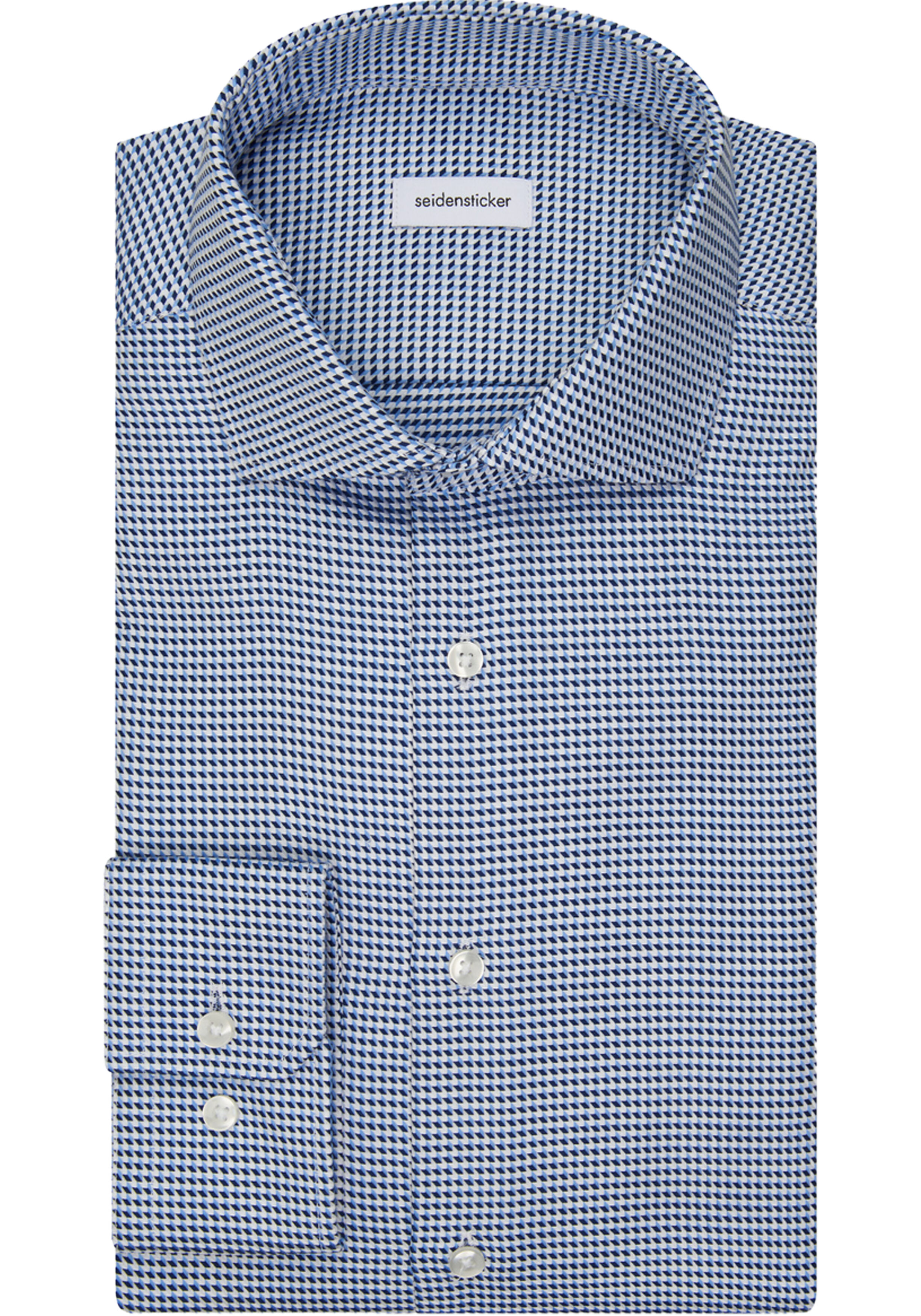 Seidensticker regular fit overhemd, popeline, blauw geruit