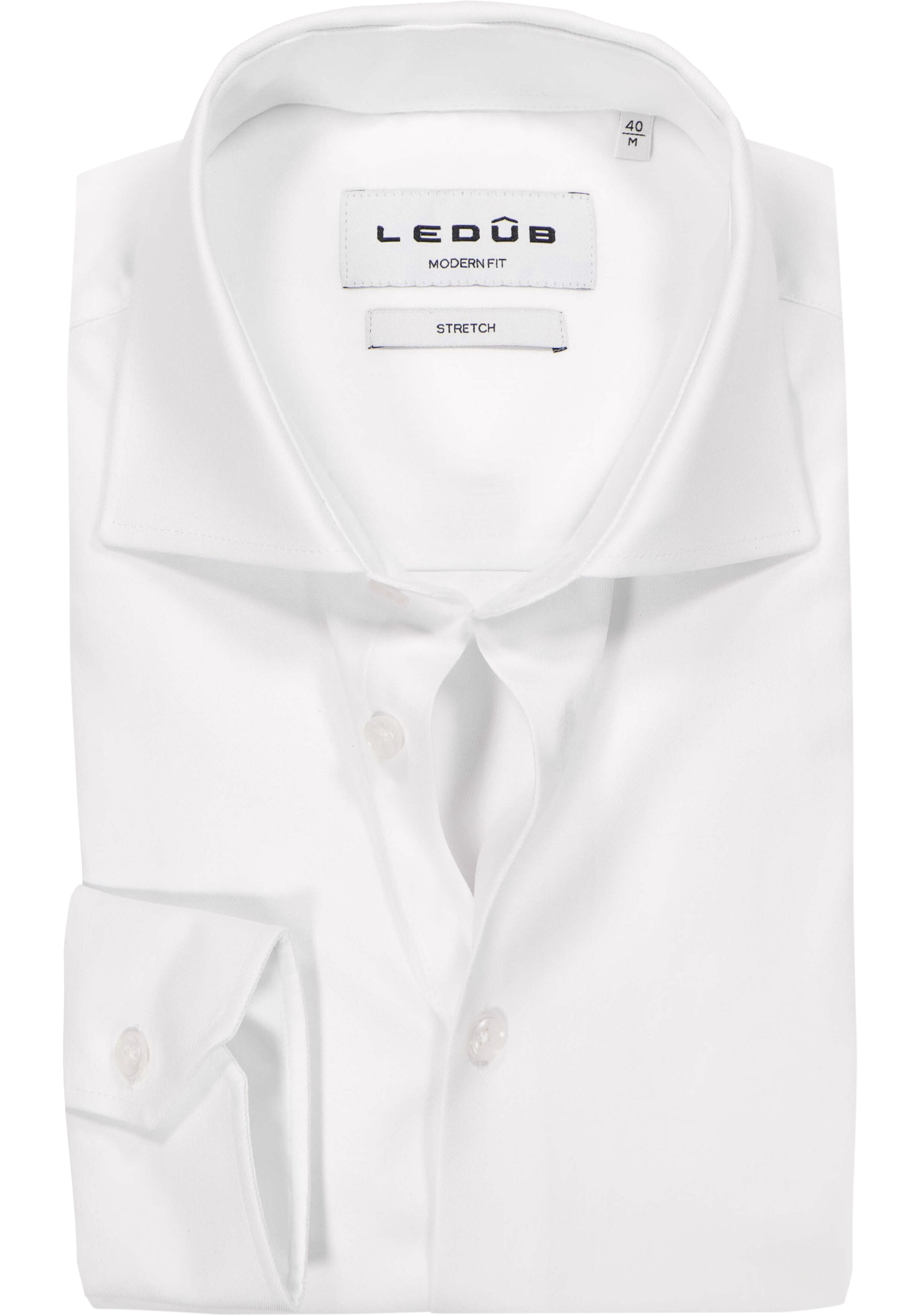 Ledub modern fit overhemd, mouwlengte 72 cm, popeline, wit