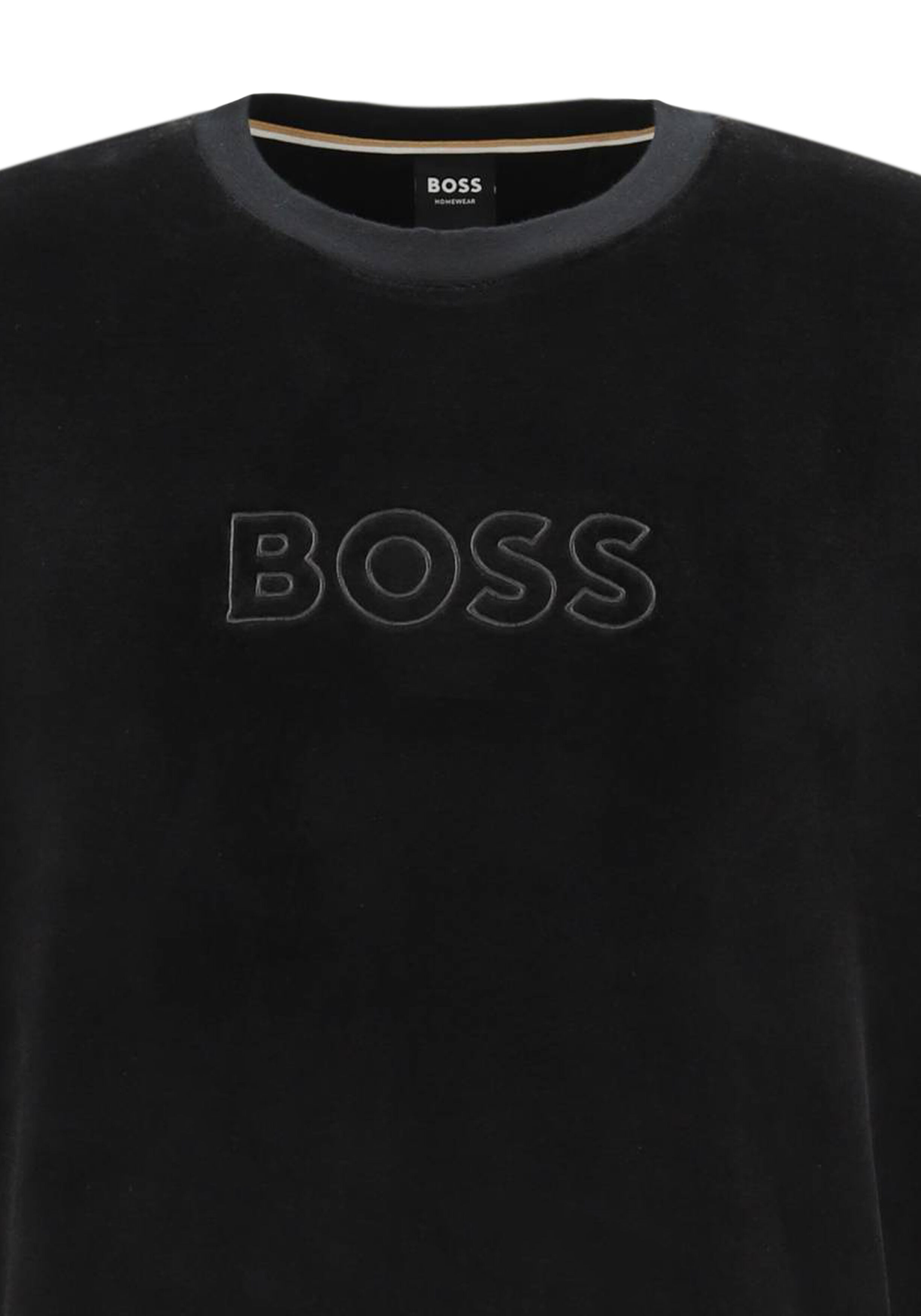 BOSS Velour Sweatshirt, heren lounge trui, zwart