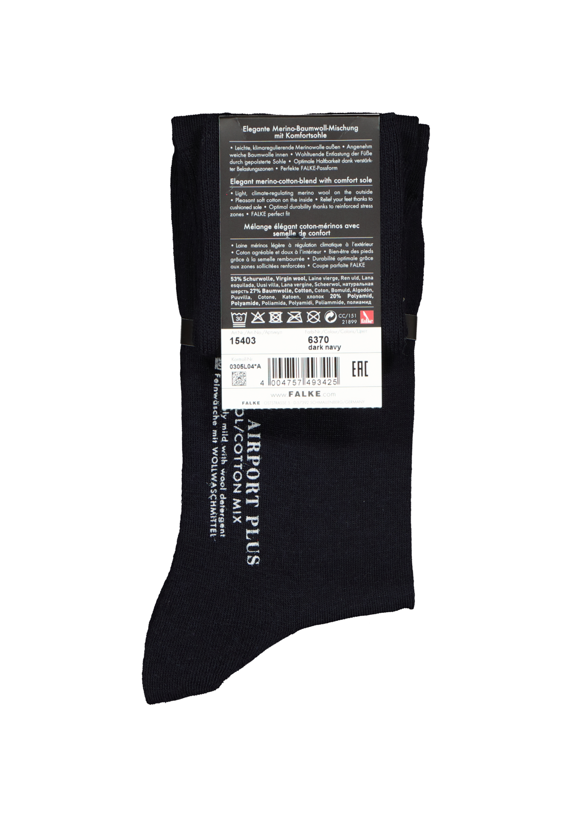 4-4004757493425_falke_kniekousen__HR FALKE Airport Plus heren kniekousen, blauw (dark navy)