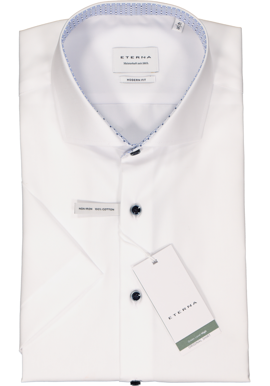2-4067159305666_eterna-overhemd_HR ETERNA modern fit overhemd korte mouw, popeline, wit (contrast)
