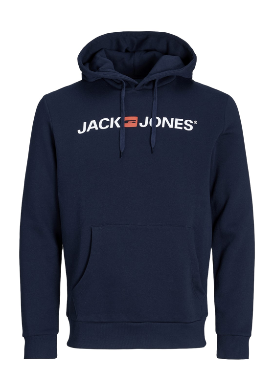 JACK & JONES Corp old logo sweat hood slim fit, heren hoodie katoenmengsel met capuchon, blauw JACK & JONES Corp old logo sweat hood slim fit, heren hoodie katoenmengsel met capuchon, blauw