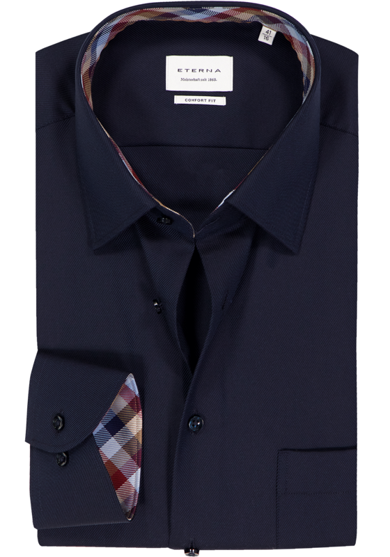 ETERNA comfort fit overhemd, twill, donkerblauw ETERNA comfort fit overhemd, twill, donkerblauw