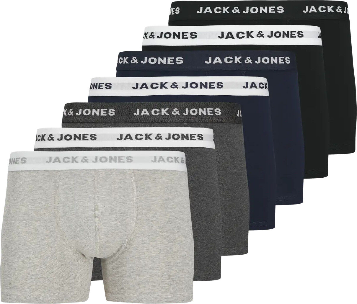JACK & JONES Jacbasic trunks (7-pack), heren boxers, light grey melange dark grey melange & dark grey melange, navy blazer, navy blazer,