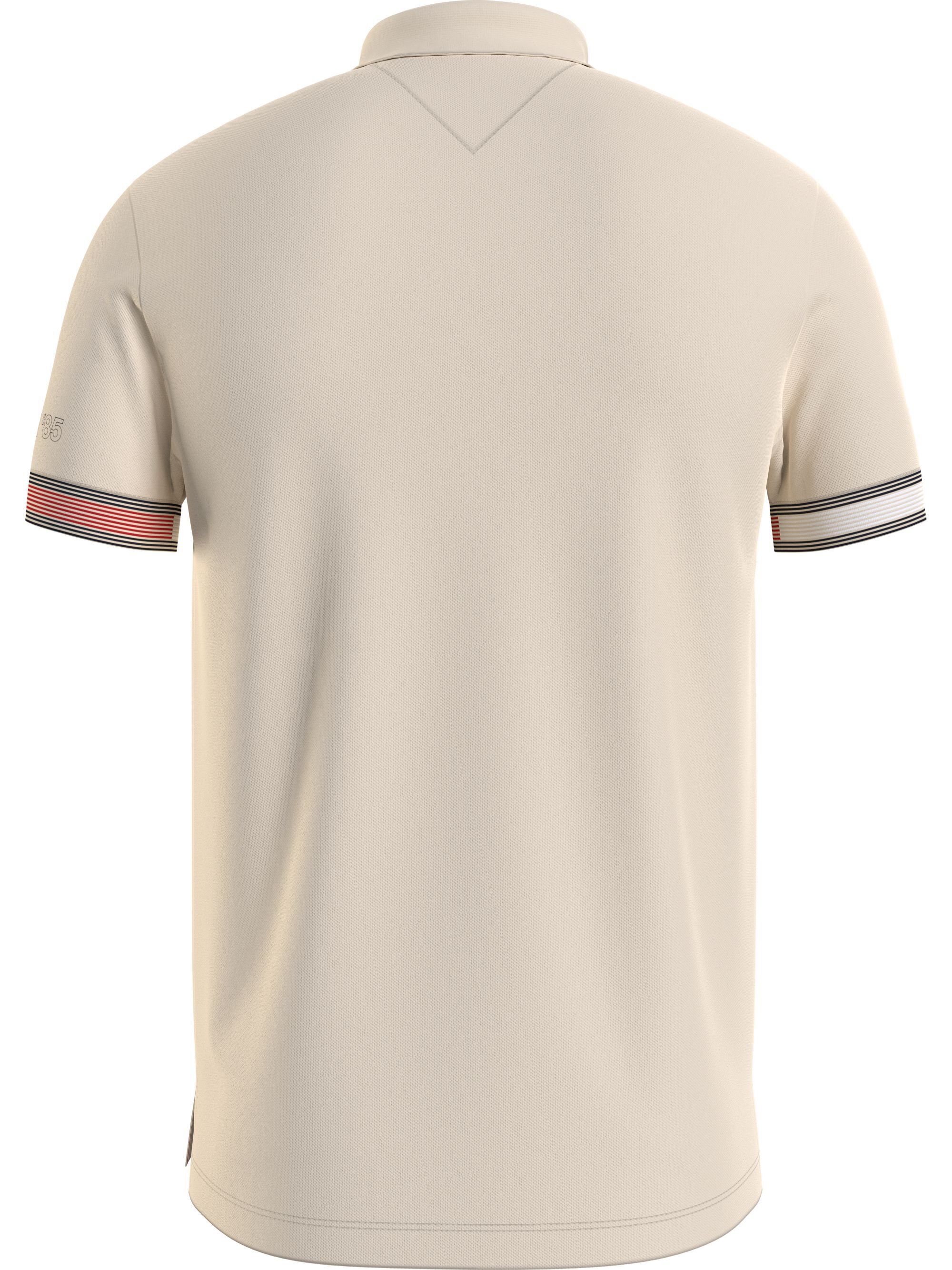 Tommy Hilfiger Flag Cuff Slim Polo, heren poloshirt, beige