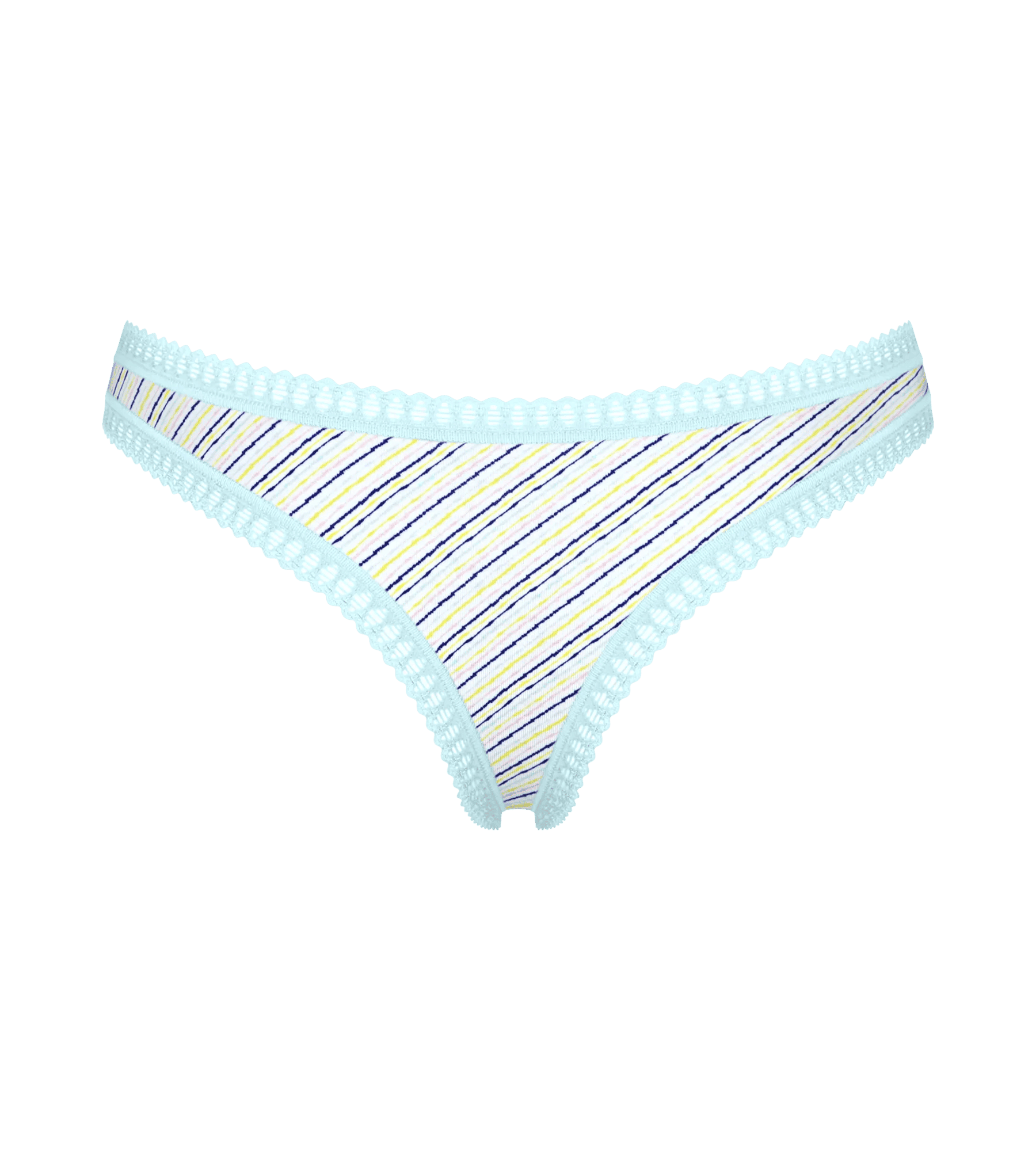 Sloggi Women GO Crush String (3-pack), dames string, lichtblauw, kobaltblauw en blauw, wit en geel gestreept