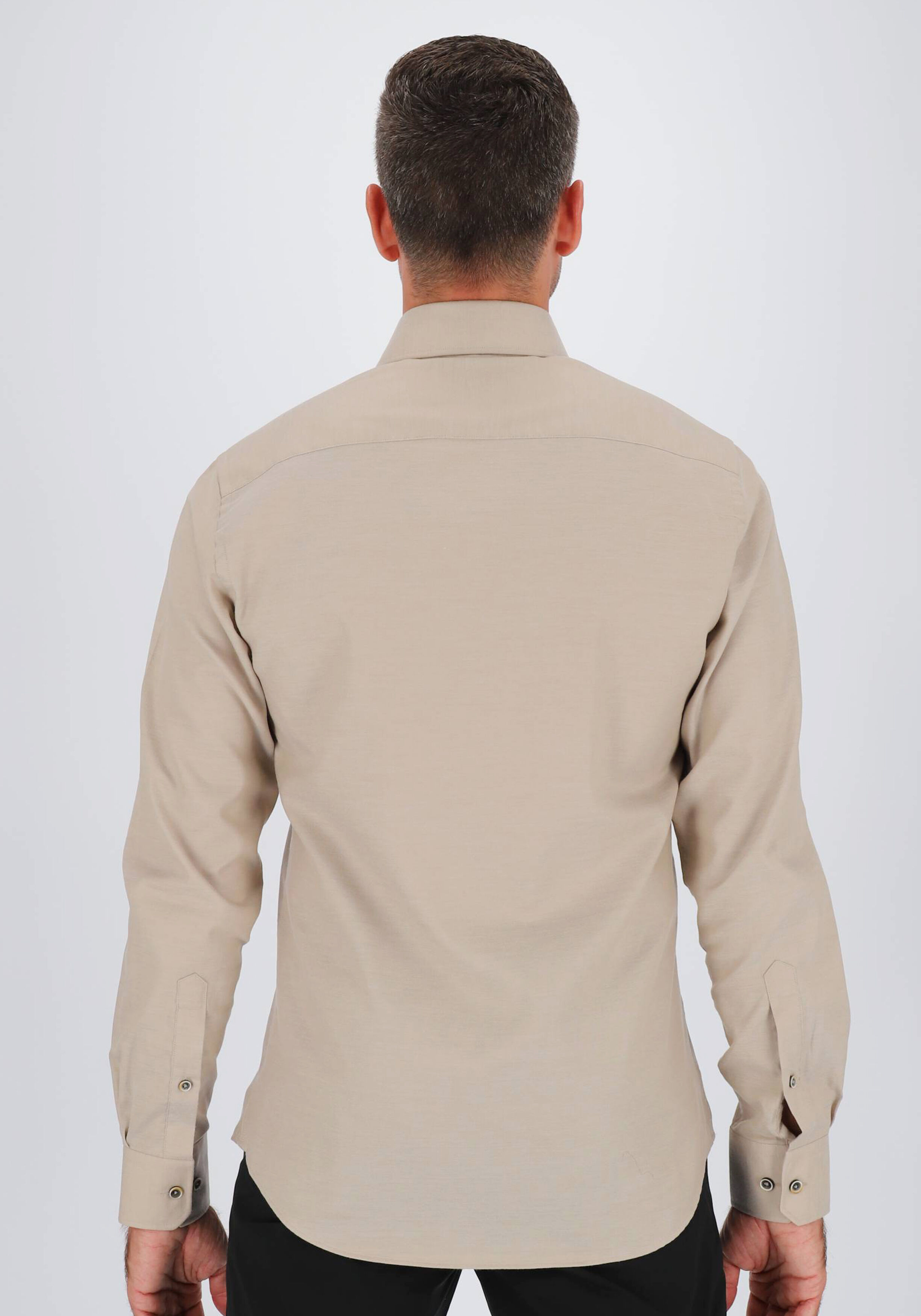 Michaelis slim fit heren overhemd, twill, beige
