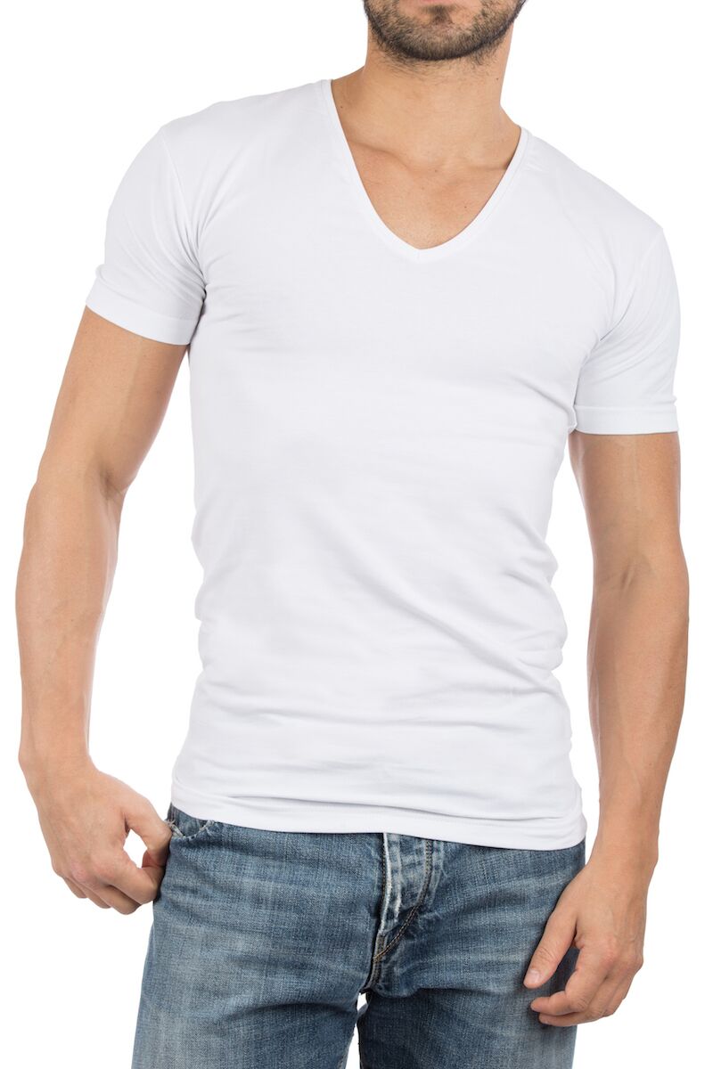 ALAN RED T-shirts no neck (2-pack), diepe V-hals, wit