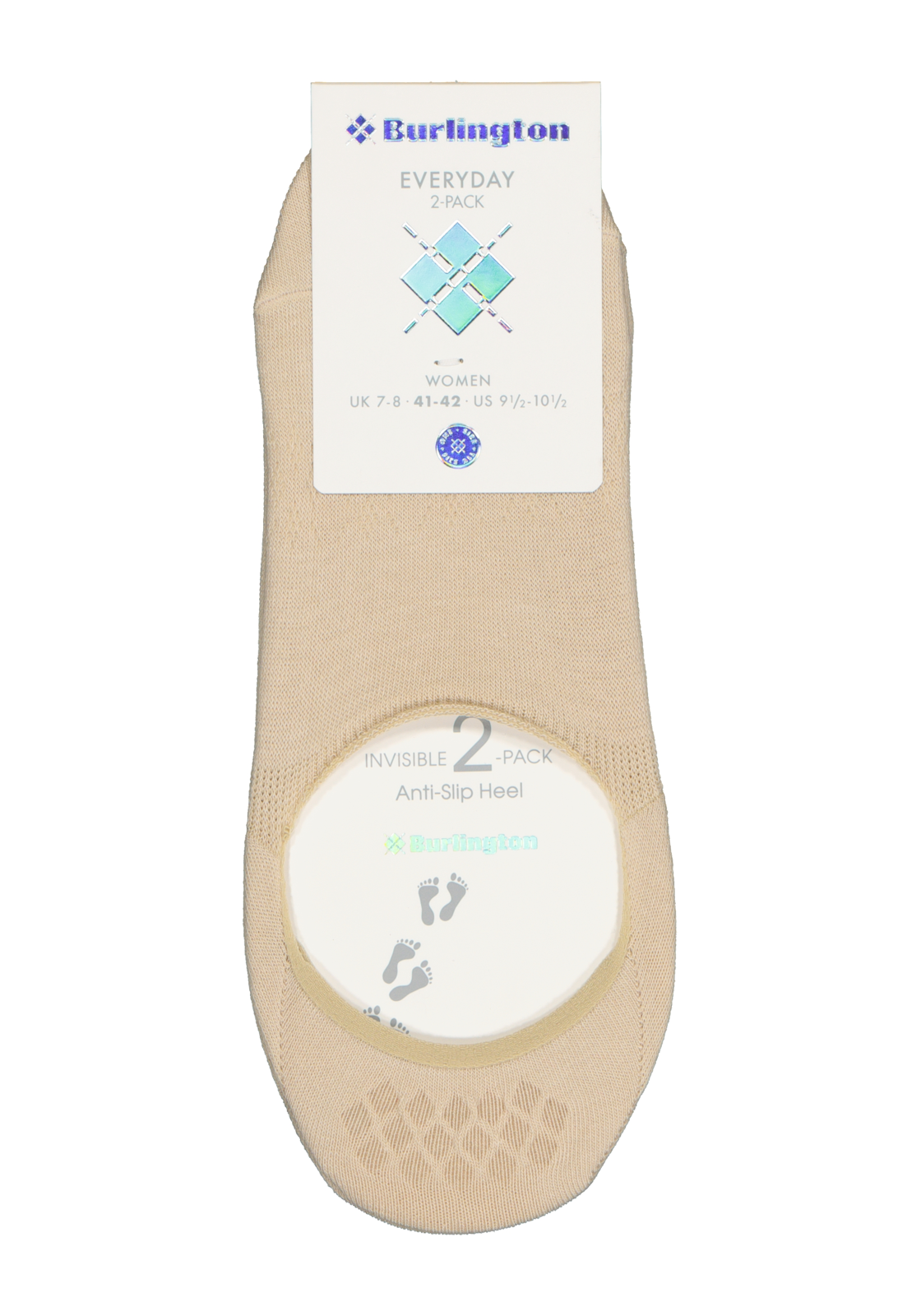 3-4049508313300_burlington_sok_2p_HR Burlington Everyday dames invisible sokken (2-pack), katoen, beige (gravel)