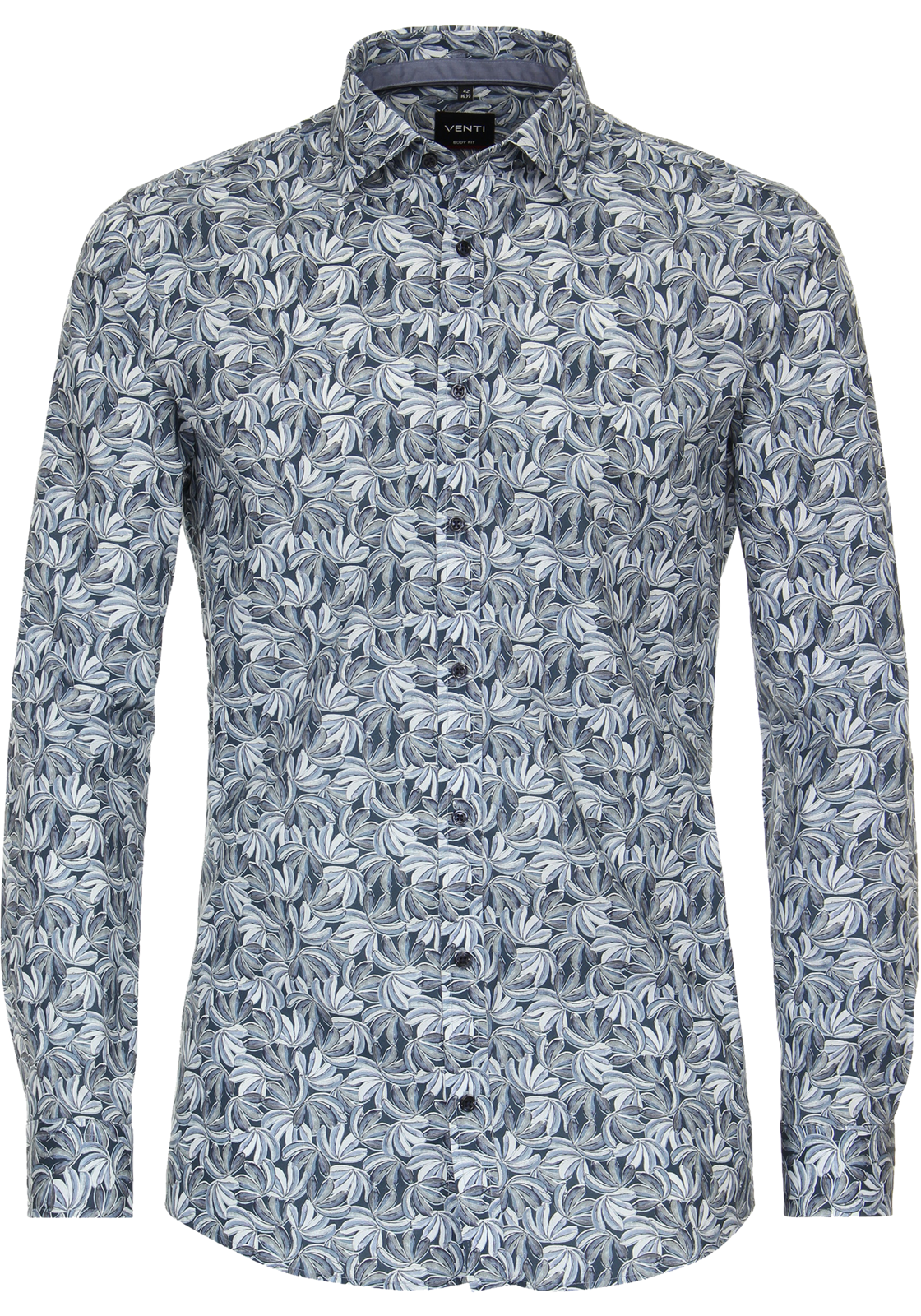 1-4064813804688-venti-overhemd_HR VENTI body fit overhemd, popeline, blauw dessin