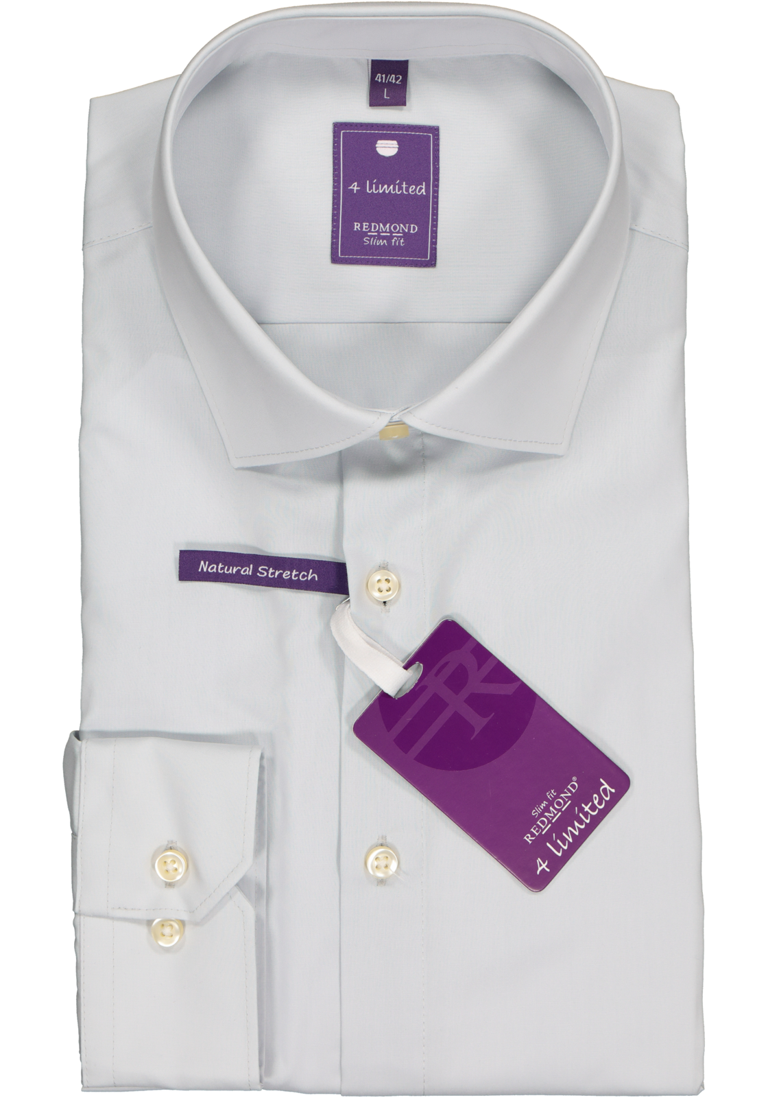 2-4049807348751_redmond_overhemd__HR Redmond slim fit overhemd, licht grijs