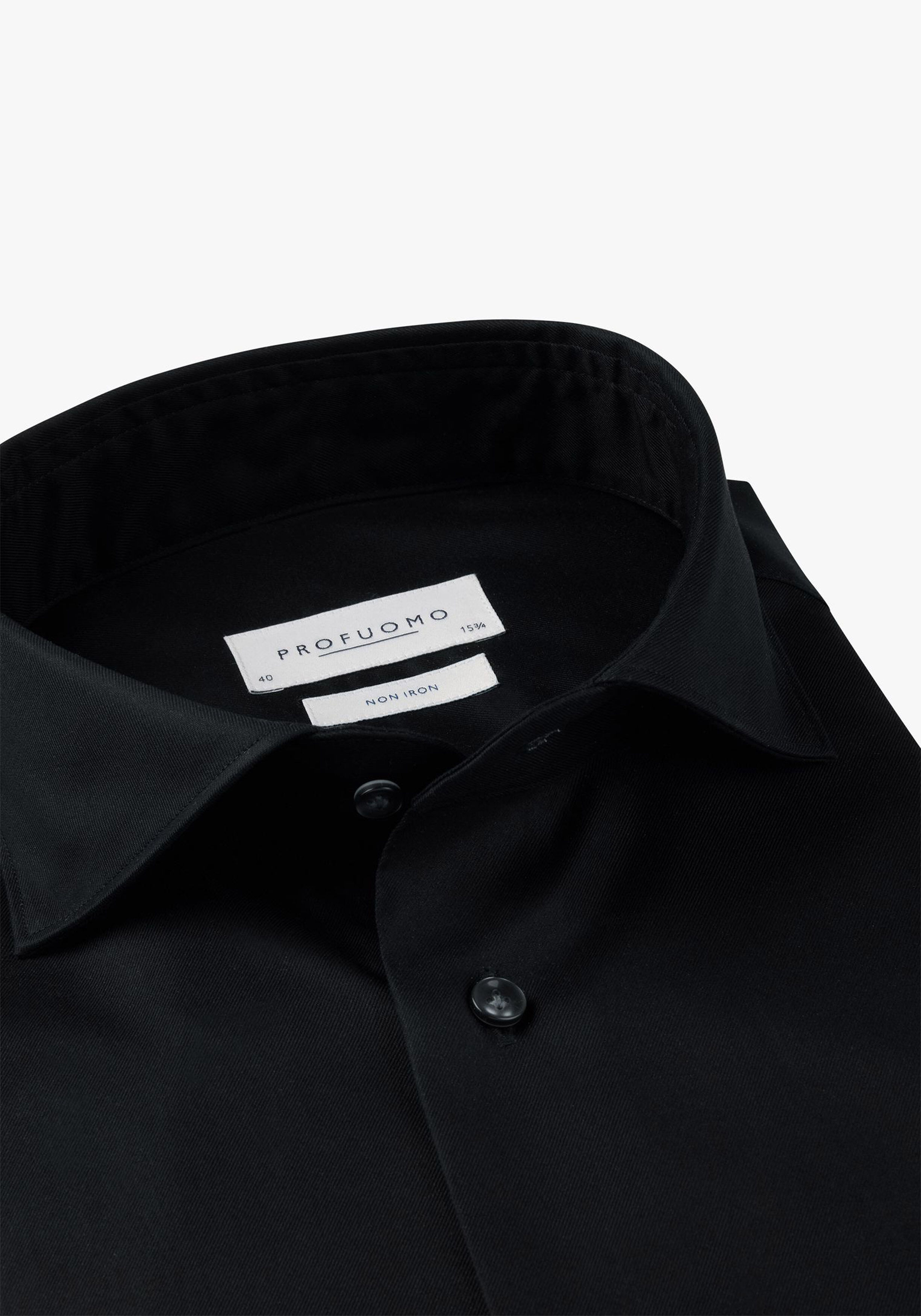 Profuomo slim fit heren overhemd, twill, zwart