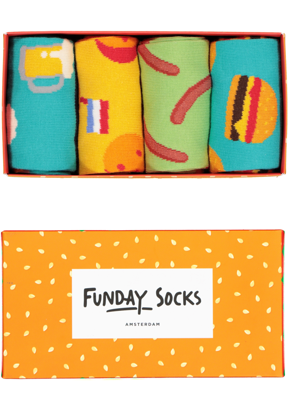 Funday Socks Giftset unisex sokken (4-pack), Beer and party food Funday Socks Giftset unisex sokken (4-pack), Beer and party food