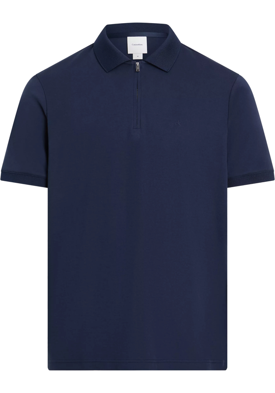Calvin Klein Liquid Touch Zip Regular Polo, heren poloshirt, donkerblauw Calvin Klein Liquid Touch Zip Regular Polo, heren poloshirt, donkerblauw