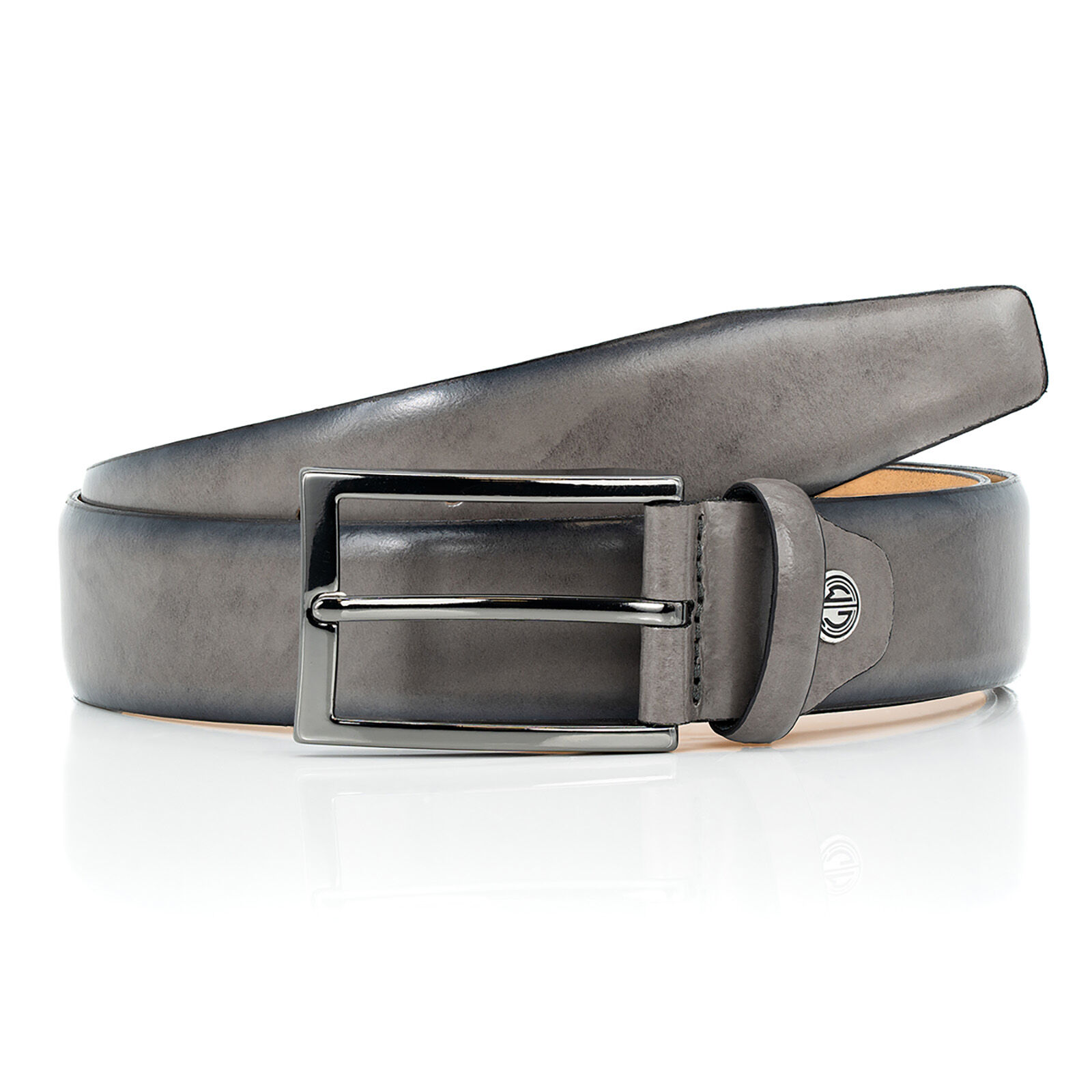 LINDENMANN leren heren riem, grijs