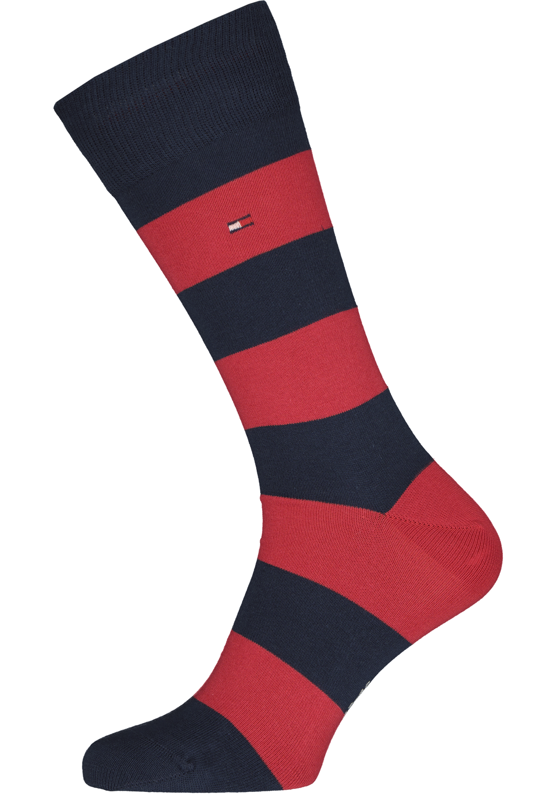 9-8718824262987_sok_HR Tommy Hilfiger Rugby Stripe Socks (2-pack), herensokken katoen gestreept en uni, blauw met rood