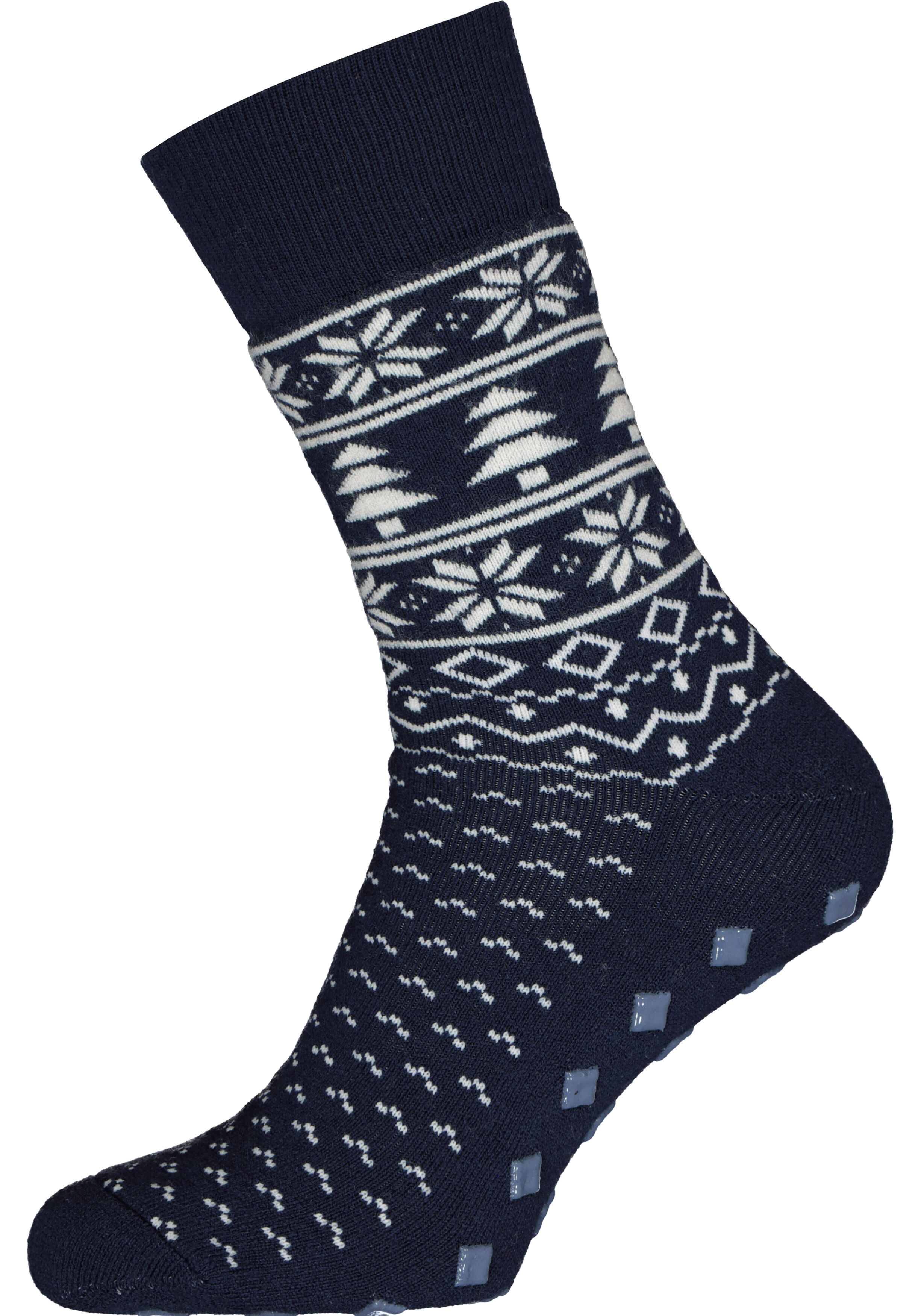 Burlington Homepads Fair Isle, huissokken winter, blauw met wit
