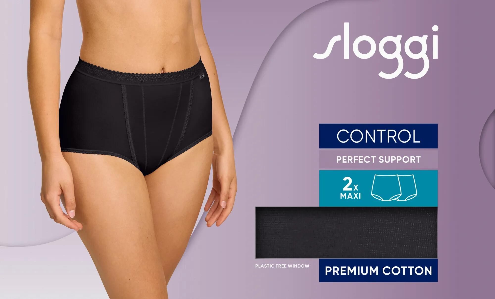 Sloggi Women Control Maxi (2-pack), dames slip, zwart