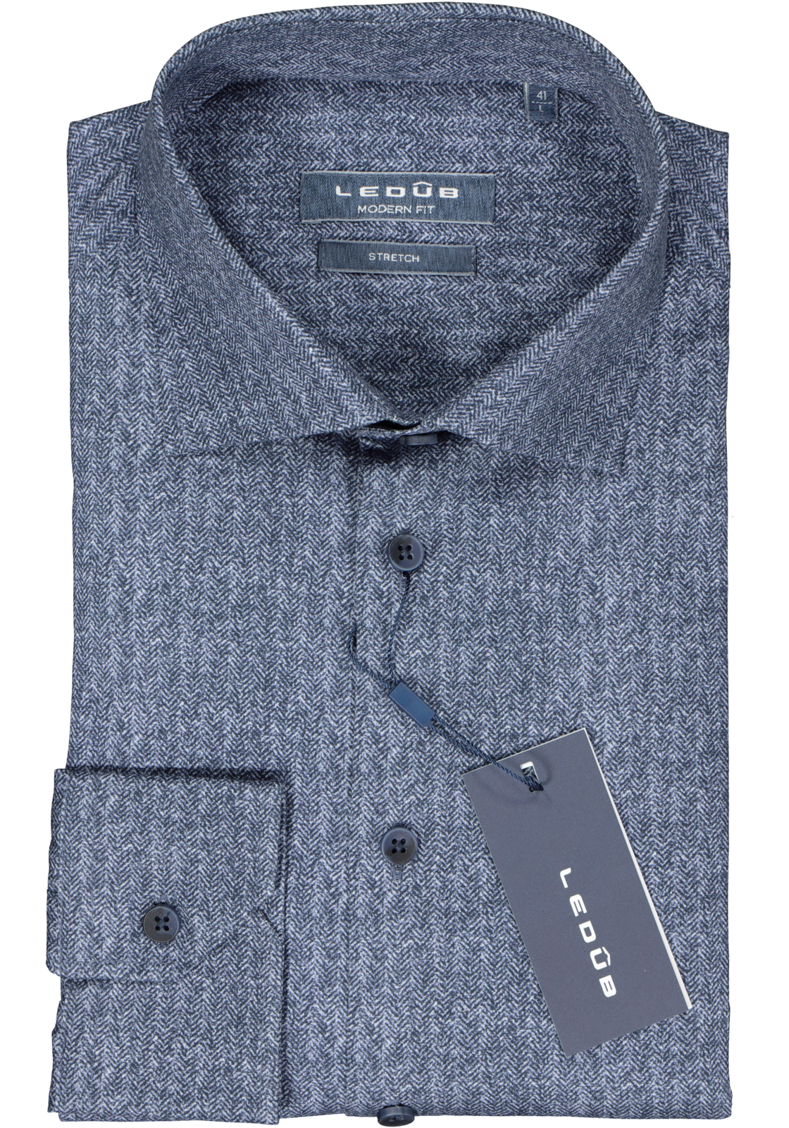 2-8720293953211_Ledub_overhemd_HR Ledub modern fit overhemd, donkerblauw dessin