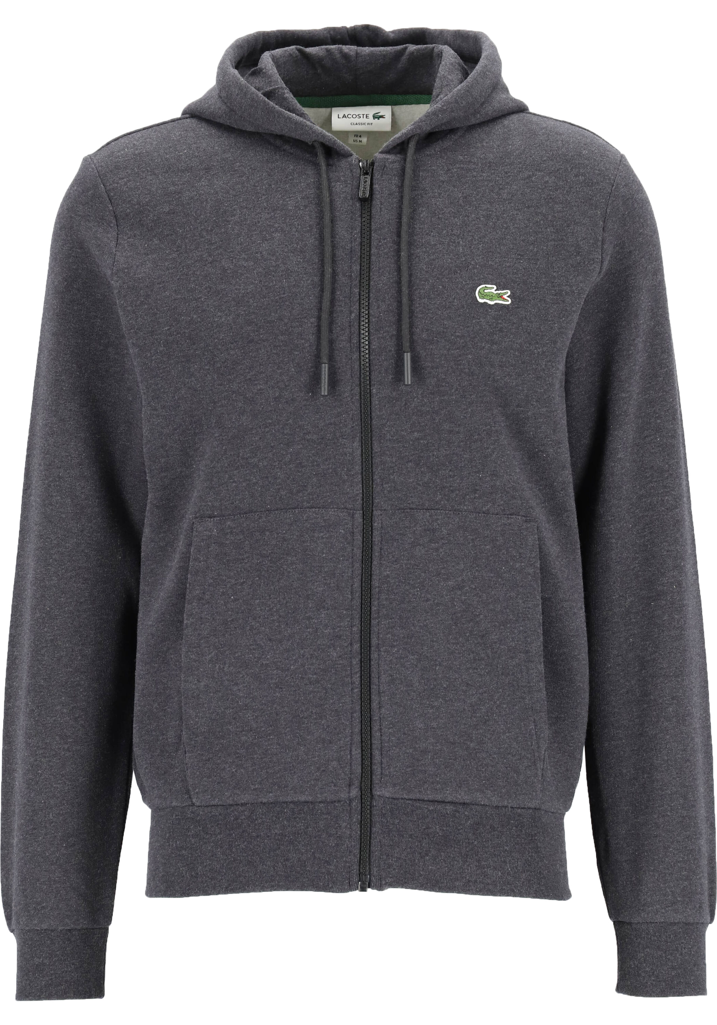 Lacoste heren hoodie sweatsvest, met rits, antraciet grijs