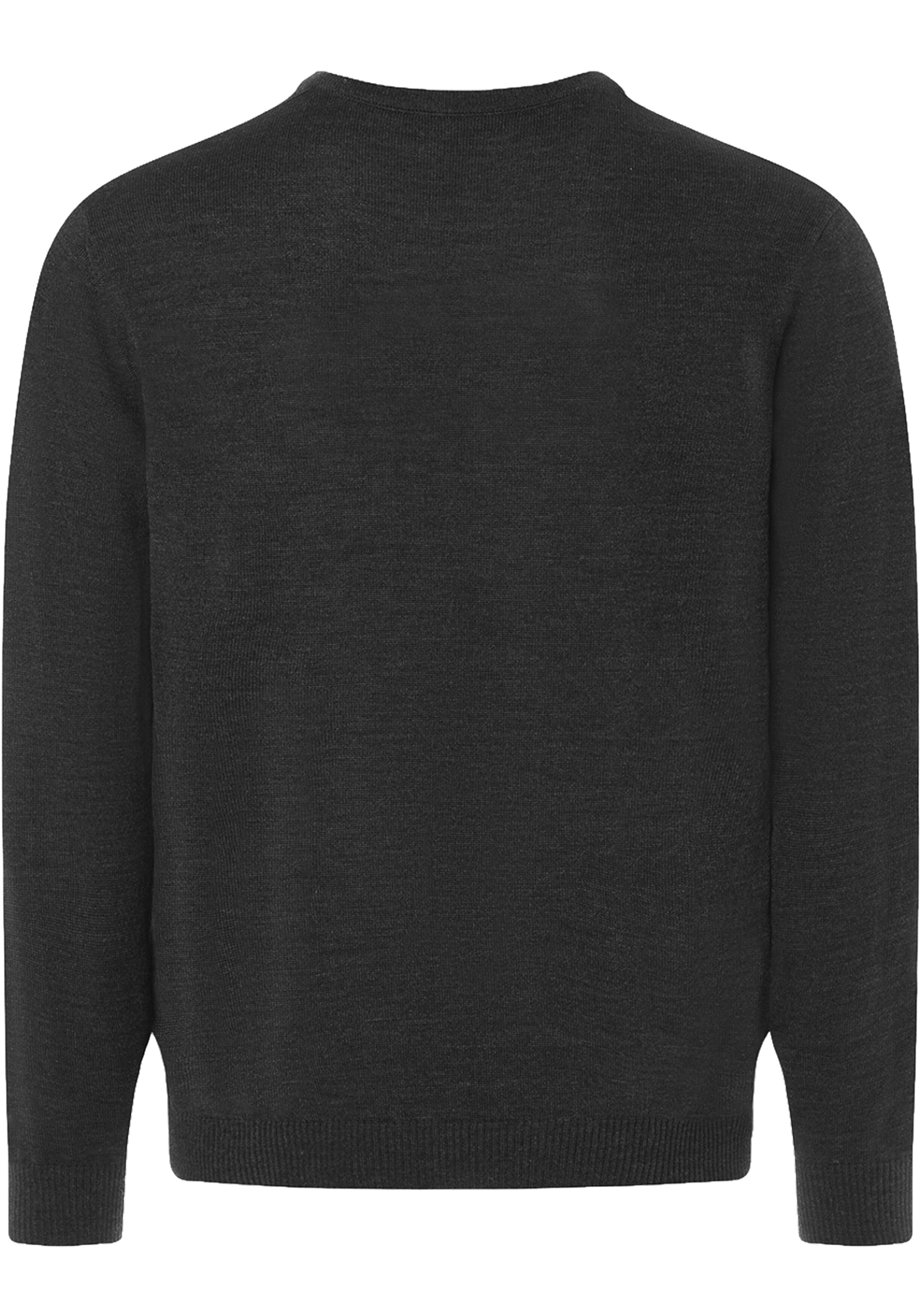 MAERZ Classic Fit heren trui met V-hals wol, antraciet grijs