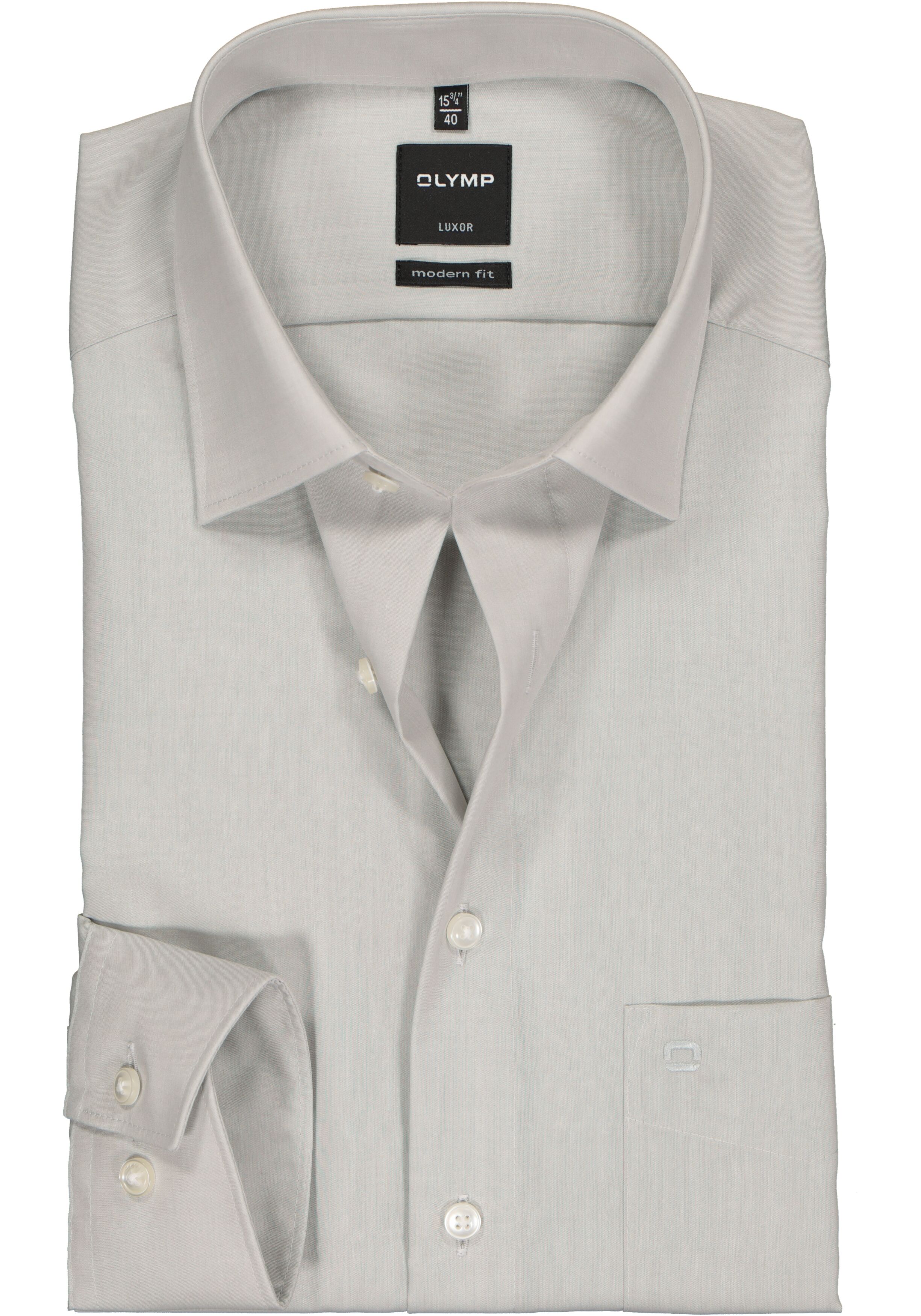 OLYMP Luxor modern fit overhemd, licht grijs