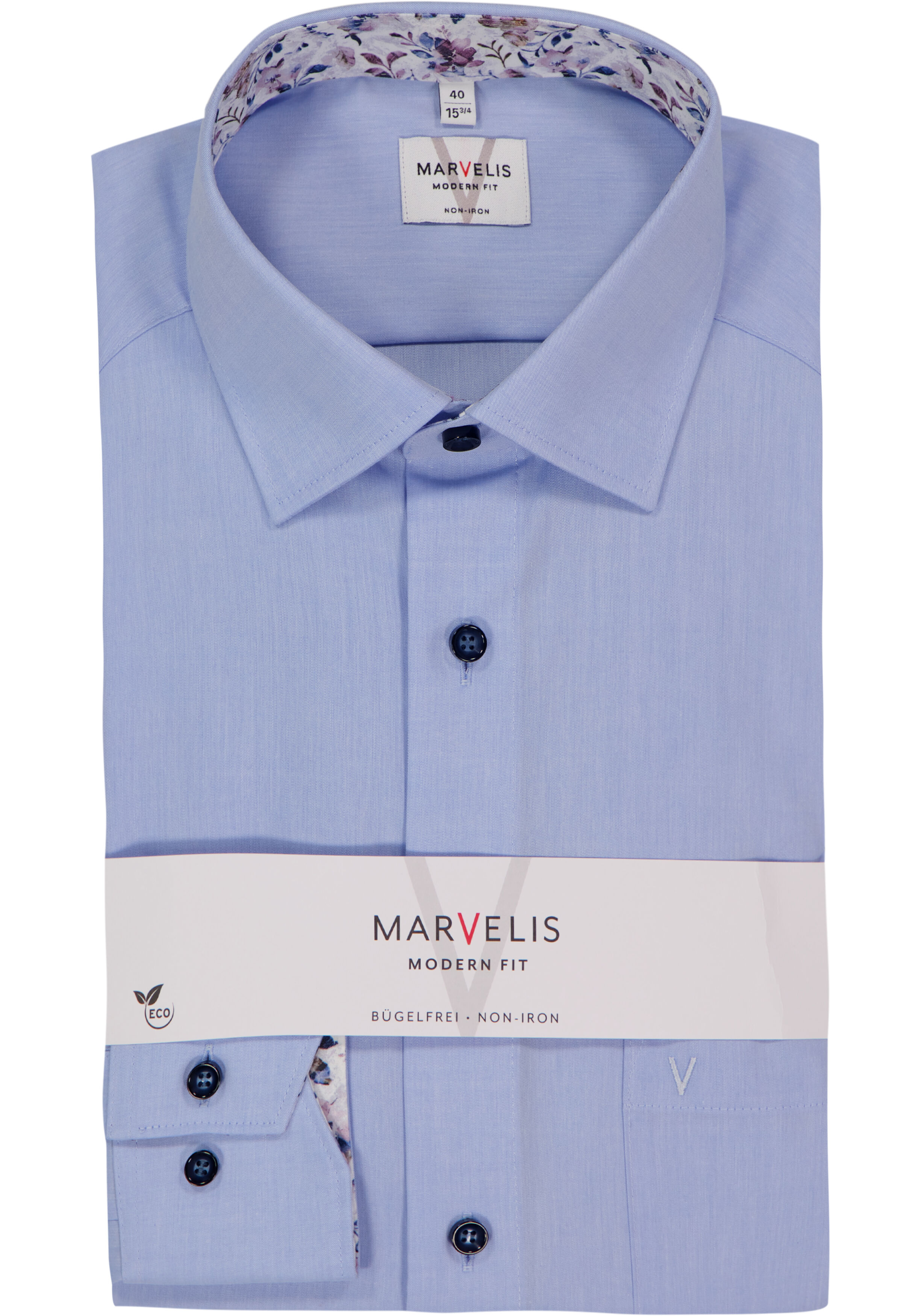MARVELIS modern fit overhemd, popeline, lichtblauw