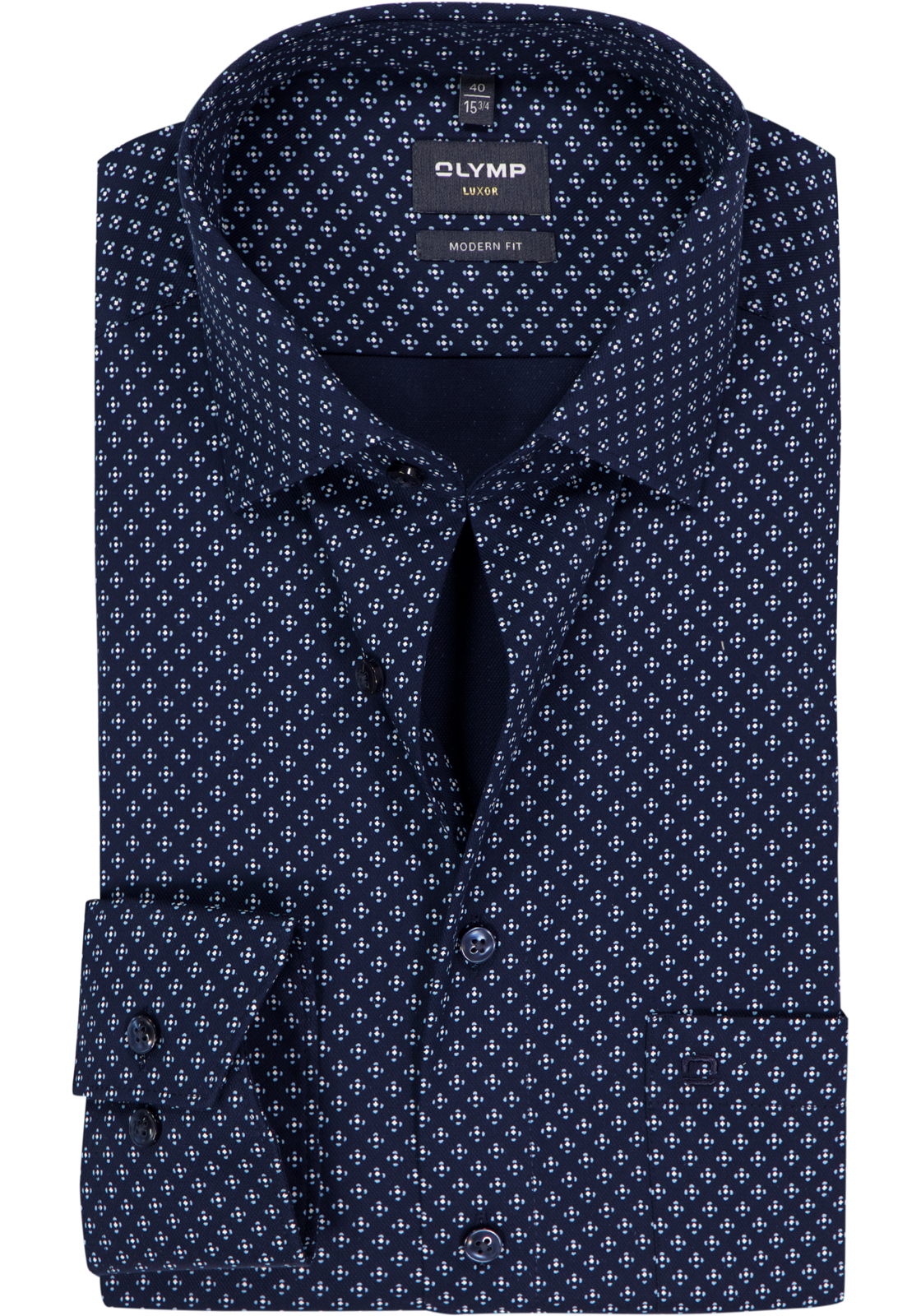 OLYMP Luxor modern fit overhemd, dobby, marine blauw dessin OLYMP Luxor modern fit overhemd, dobby, marine blauw dessin