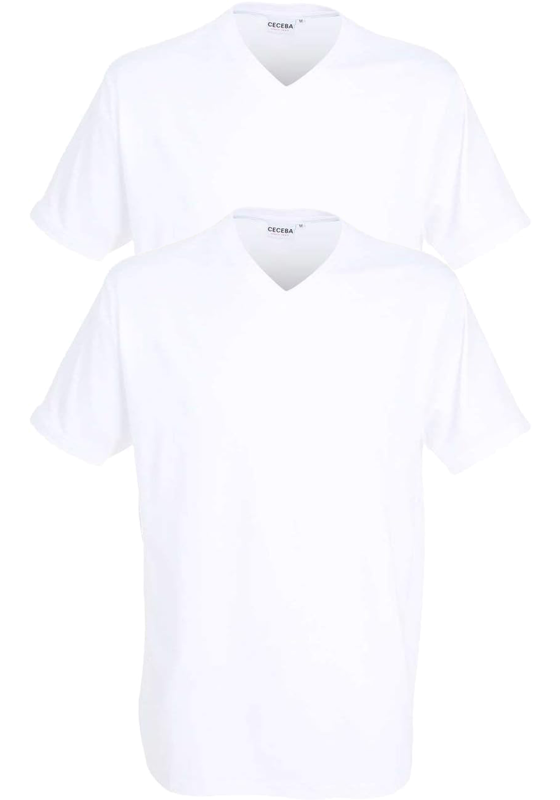 Ceceba heren T-shirt V-hals (2-pack), wit Ceceba heren T-shirt V-hals (2-pack), wit