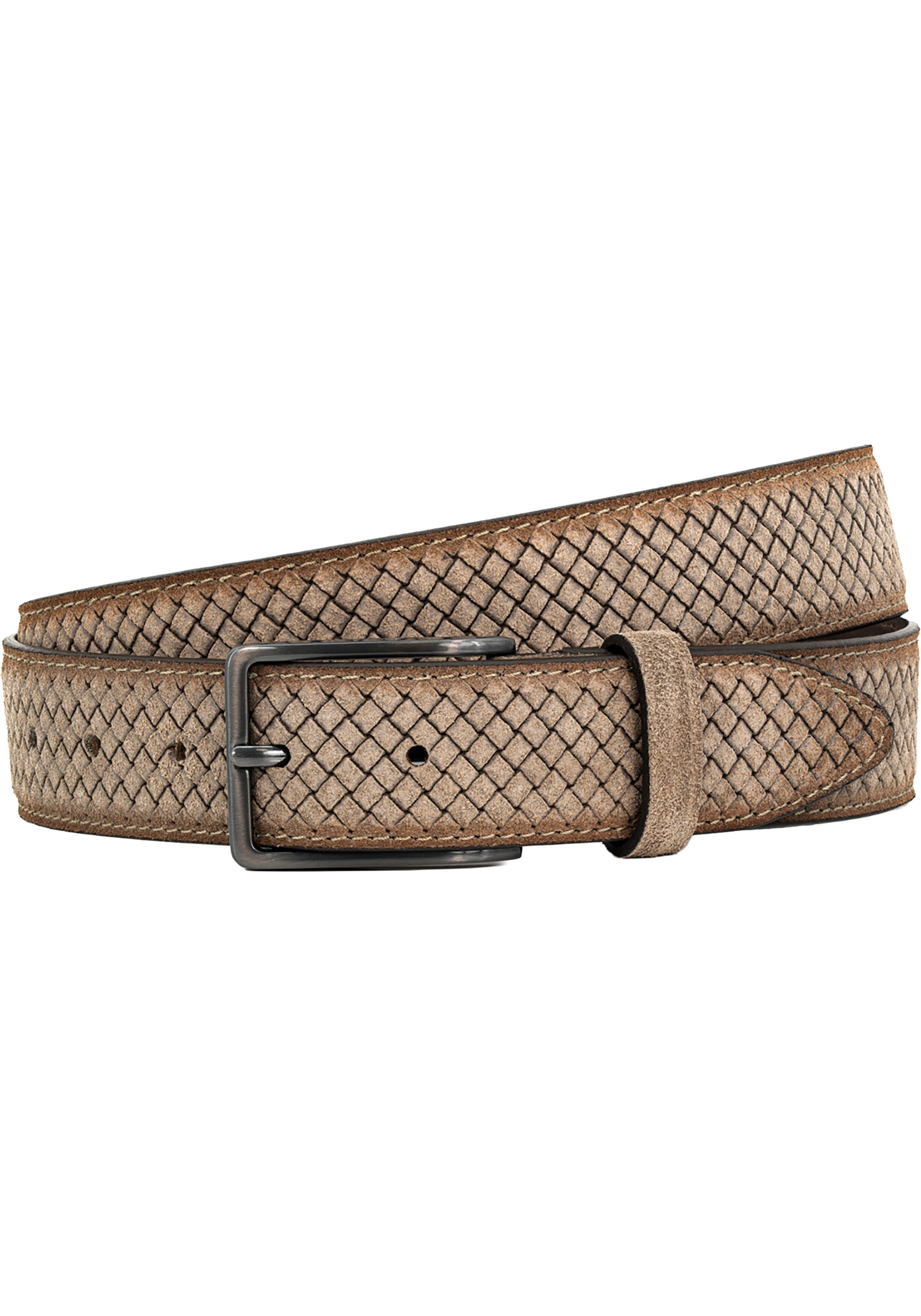 LINDENMANN leren heren riem, grijs