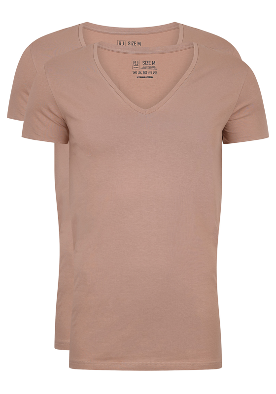 RJ Bodywear Everyday Nijmegen T-shirts (2-pack), heren stretch T-shirts diepe V-hals, huidskleur RJ Bodywear Everyday Nijmegen T-shirts (2-pack), heren stretch T-shirts diepe V-hals, huidskleur