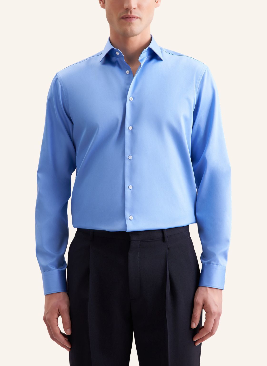 Seidensticker regular fit overhemd, popeline, blauw