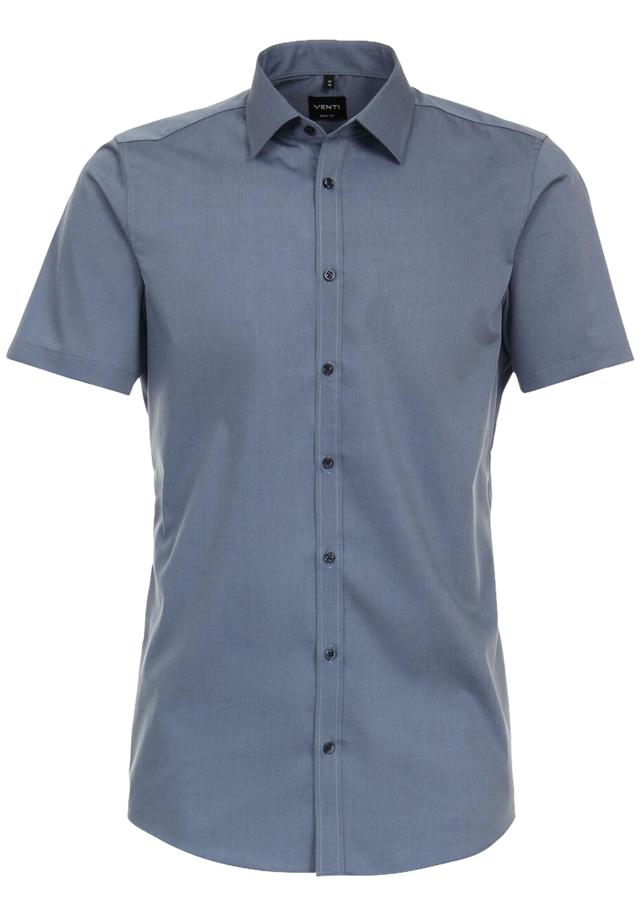 VENTI body fit overhemd, korte mouw, popeline, blauw