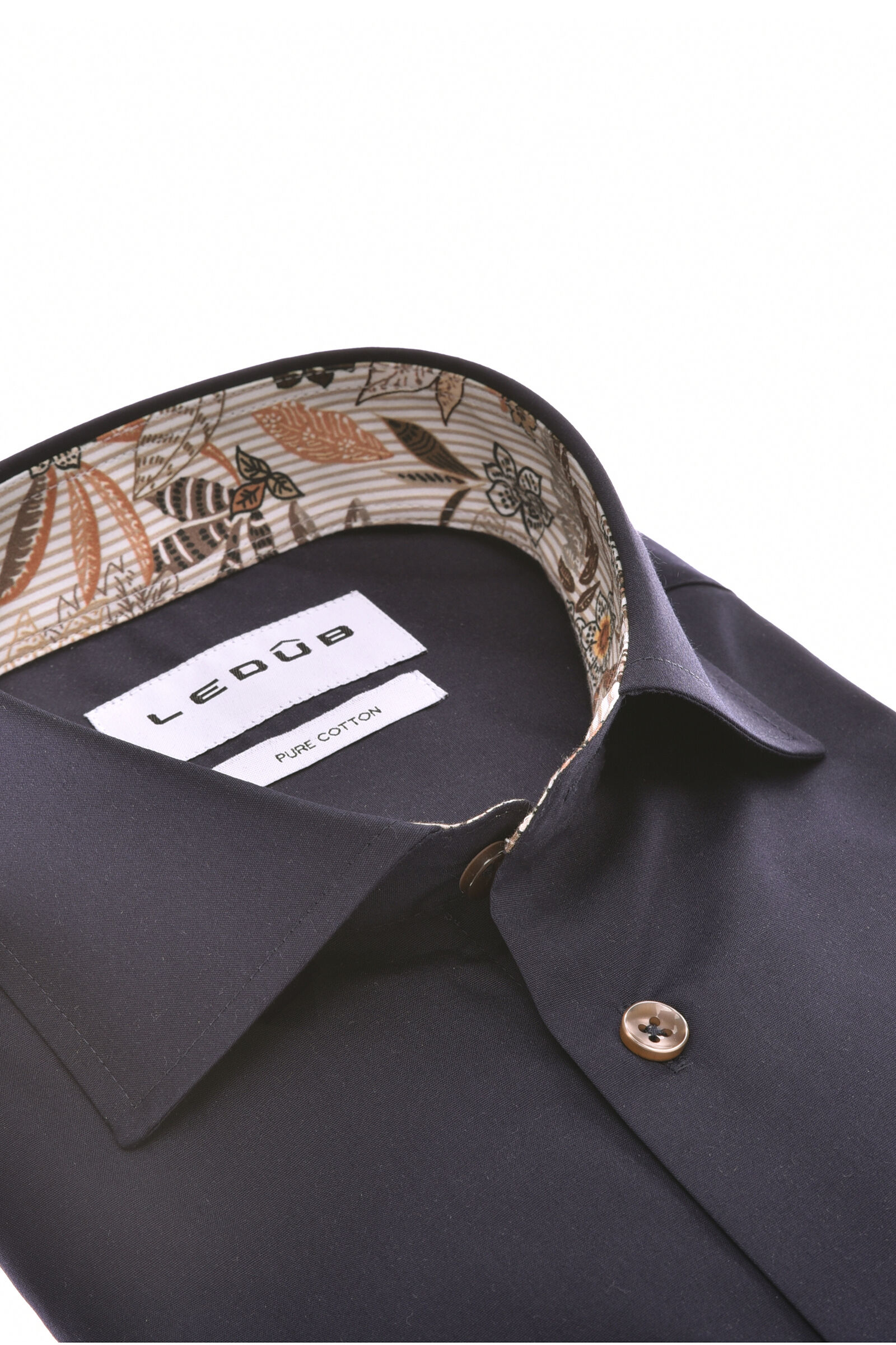 Ledub modern fit overhemd, popeline, donkerblauw