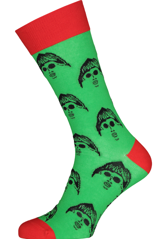 Spiri Socks The Stranger, unisex sokken, groen met rood Spiri Socks The Stranger, unisex sokken, groen met rood