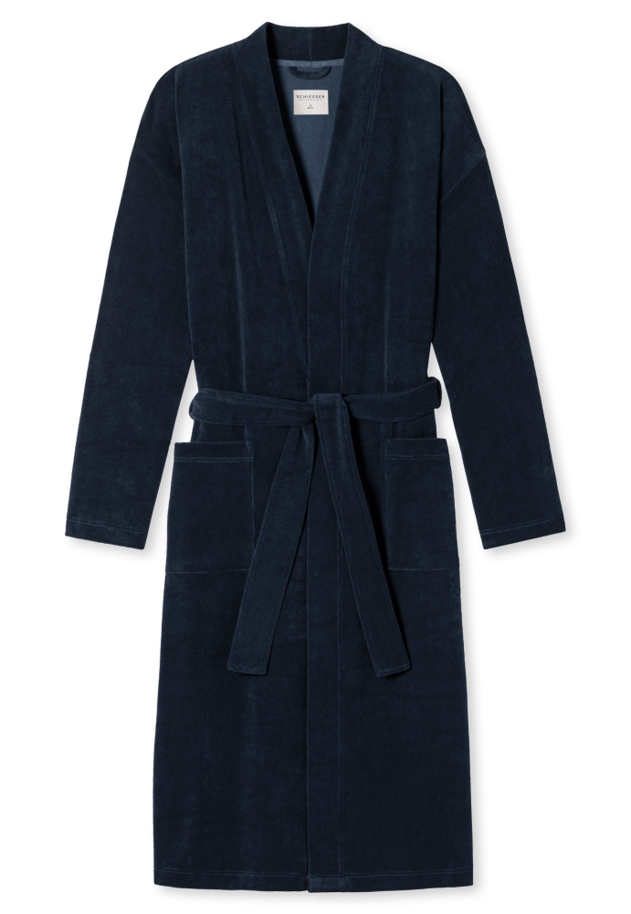 SCHIESSER Feather Terry Badjas, heren badjas, donkerblauw
