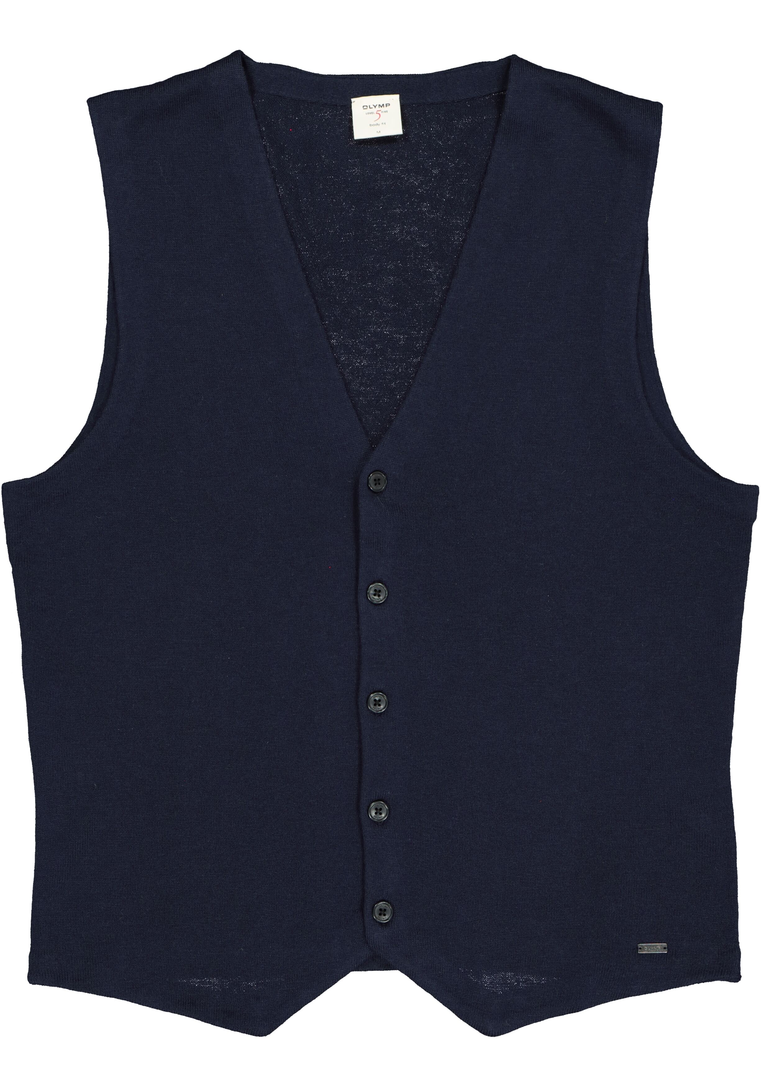 OLYMP Level 5 body fit gilet, wol met zijde, blauw mouwloos vest