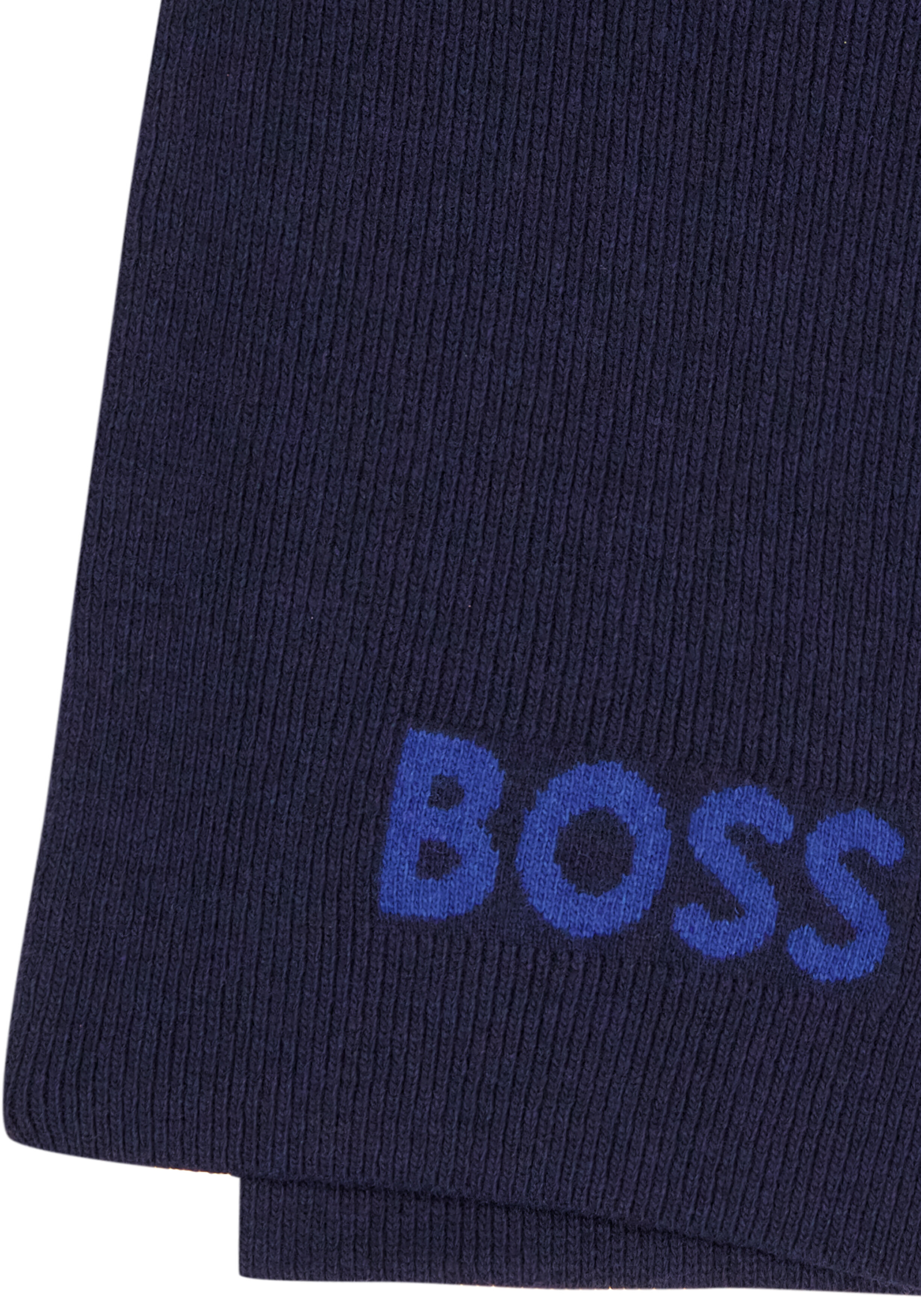 BOSS Elios sjaal wolmengsel, heren sjaal gebreid, donkerblauw