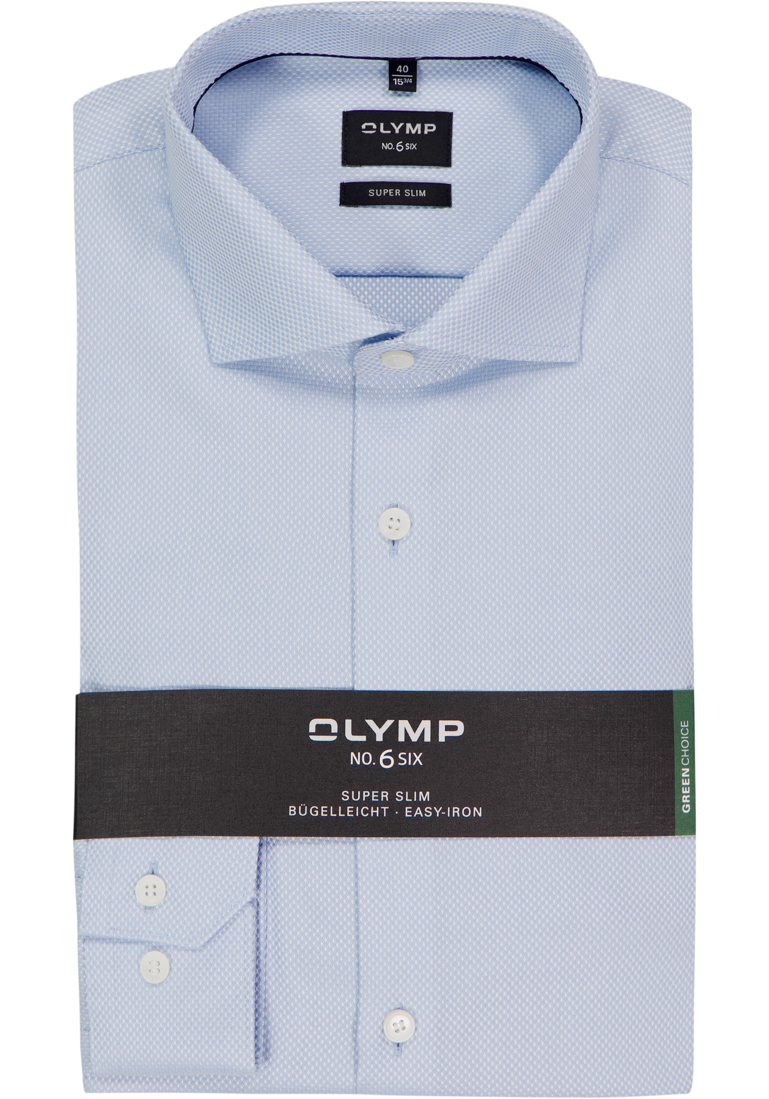 OLYMP No. 6 Six super slim fit overhemd, structuur, lichtblauw