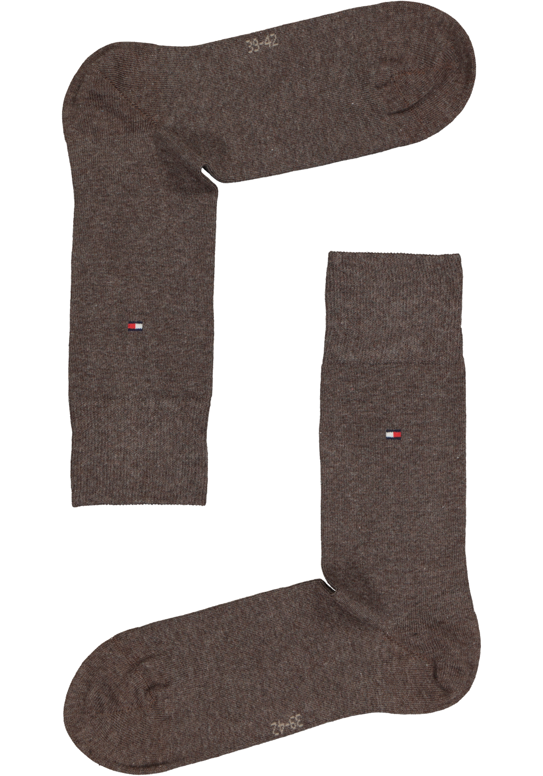5-8718824979199_tommy_sokken_2p_HR Tommy Hilfiger Check Socks (2-pack), herensokken katoen, geruit en uni, bruin