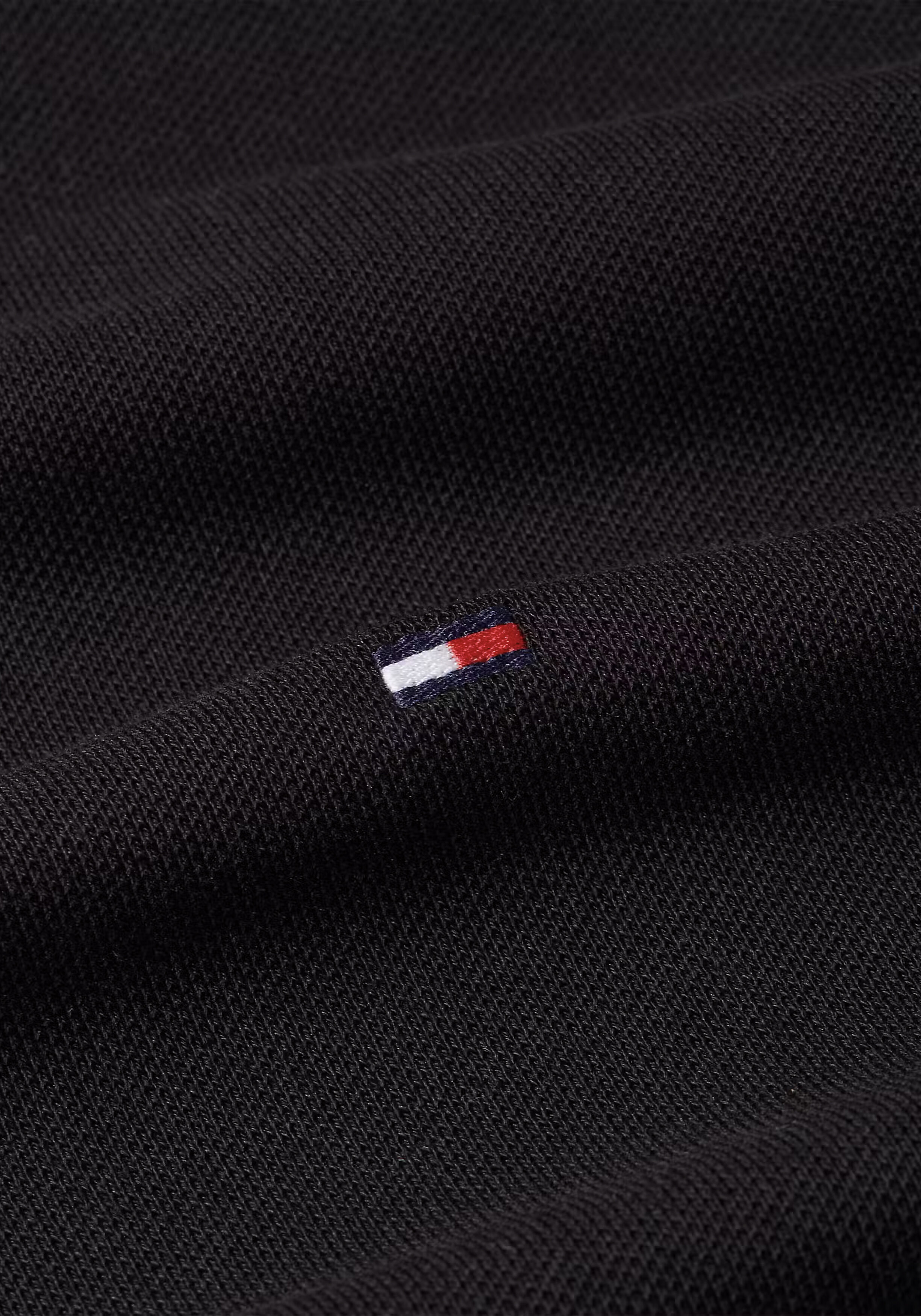 Tommy Hilfiger Flag Cuff Slim Polo, heren poloshirt, zwart