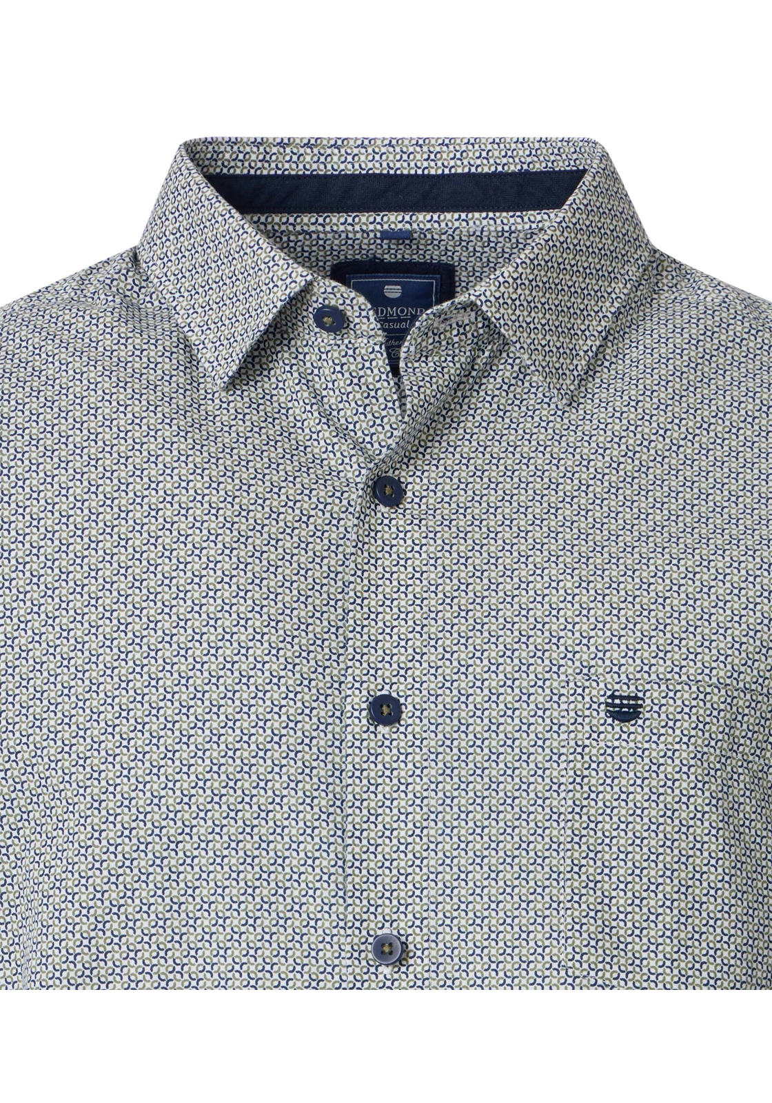 Redmond comfort fit overhemd, popeline, blauw met wit en beige dessin Redmond comfort fit overhemd, popeline, blauw met wit en beige dessin