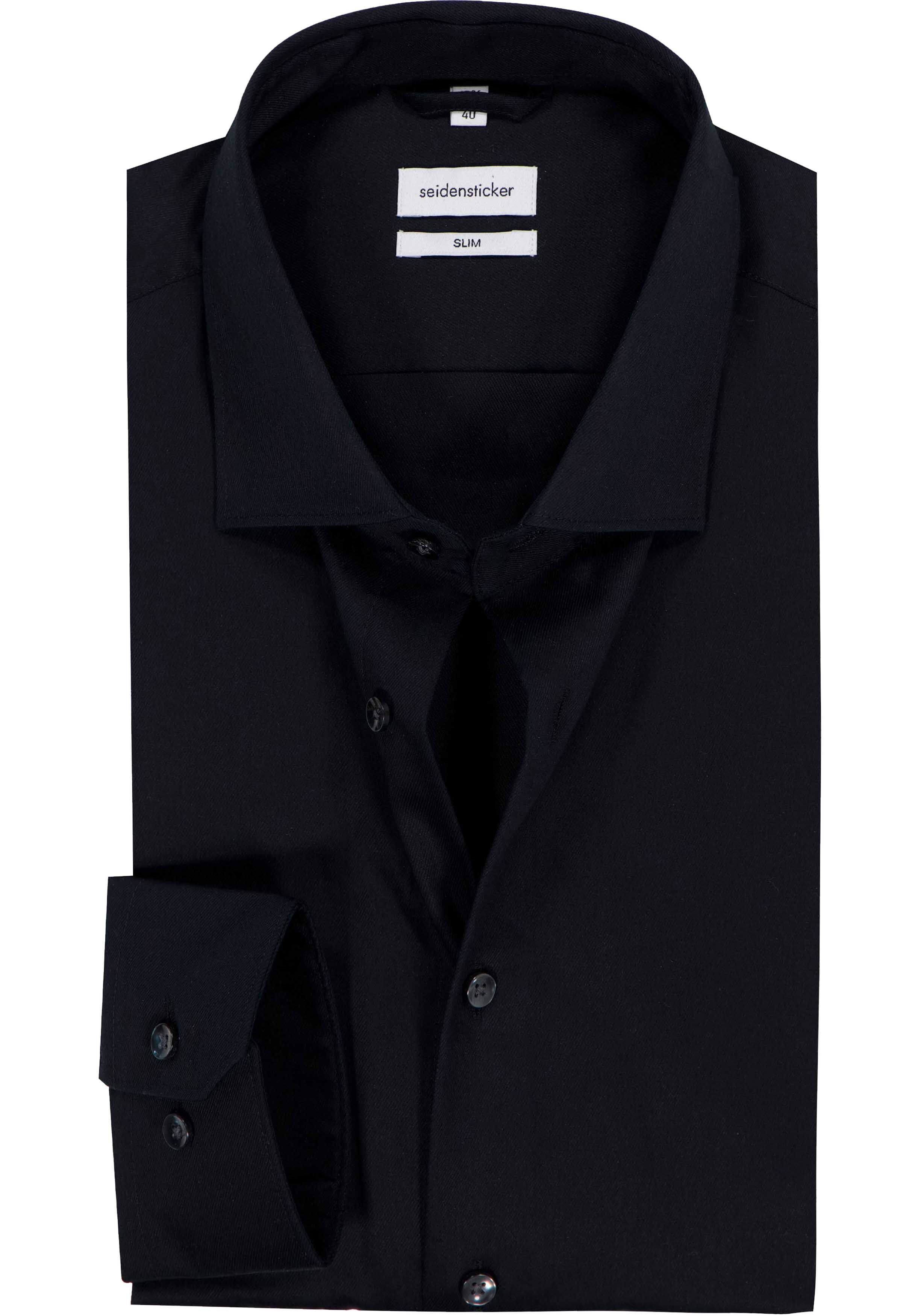 Seidensticker slim fit overhemd, popeline, zwart