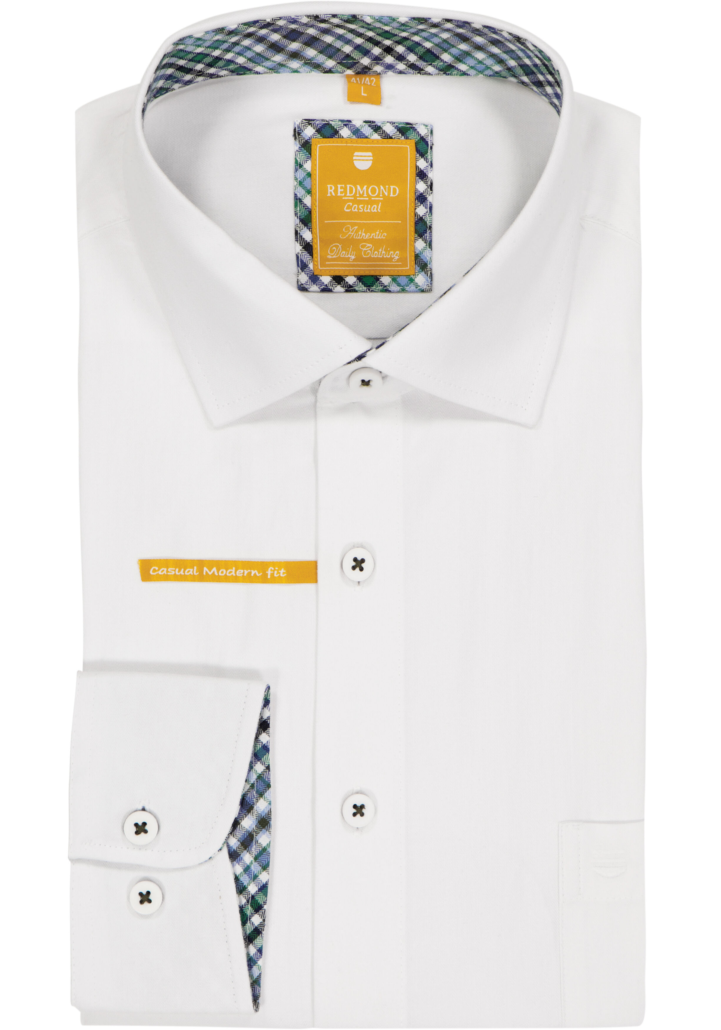 Redmond modern fit overhemd, twill, wit
