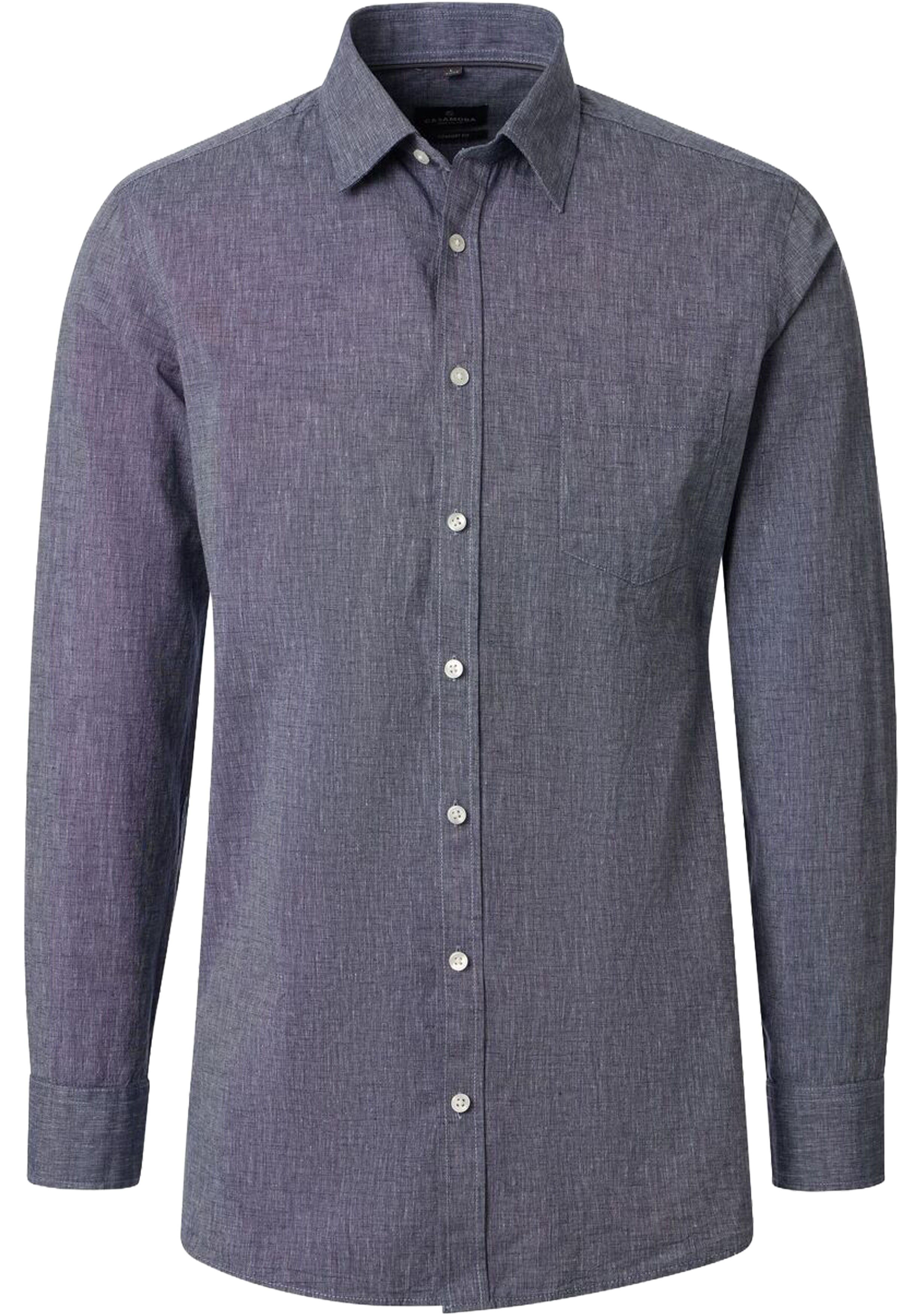 CASA MODA Sport casual fit overhemd, structuur, donkerblauw